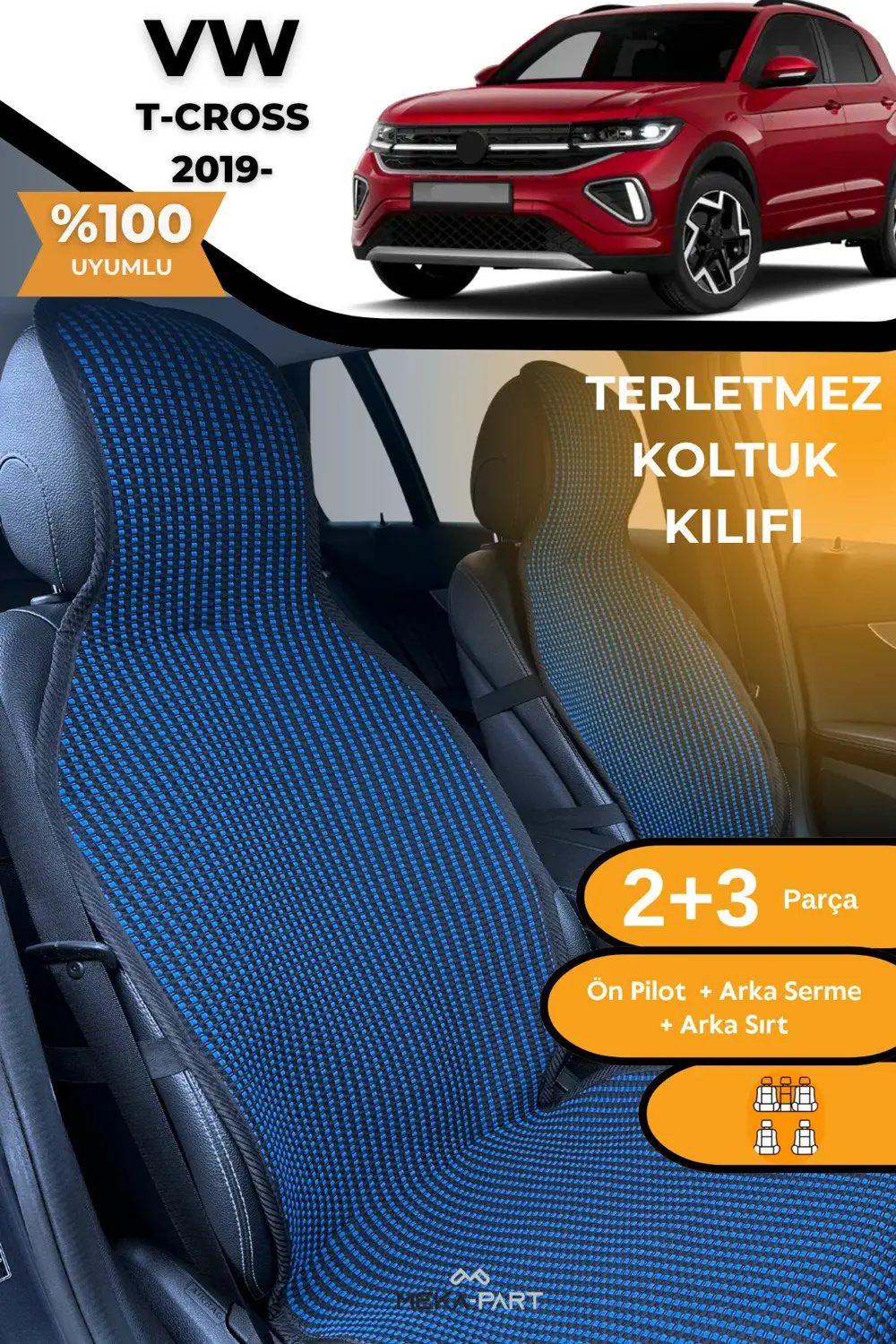 Terletmez Oto Koltuk Koruyucu Kılıf %100 Pamuk 5 li Tam Set Siyah