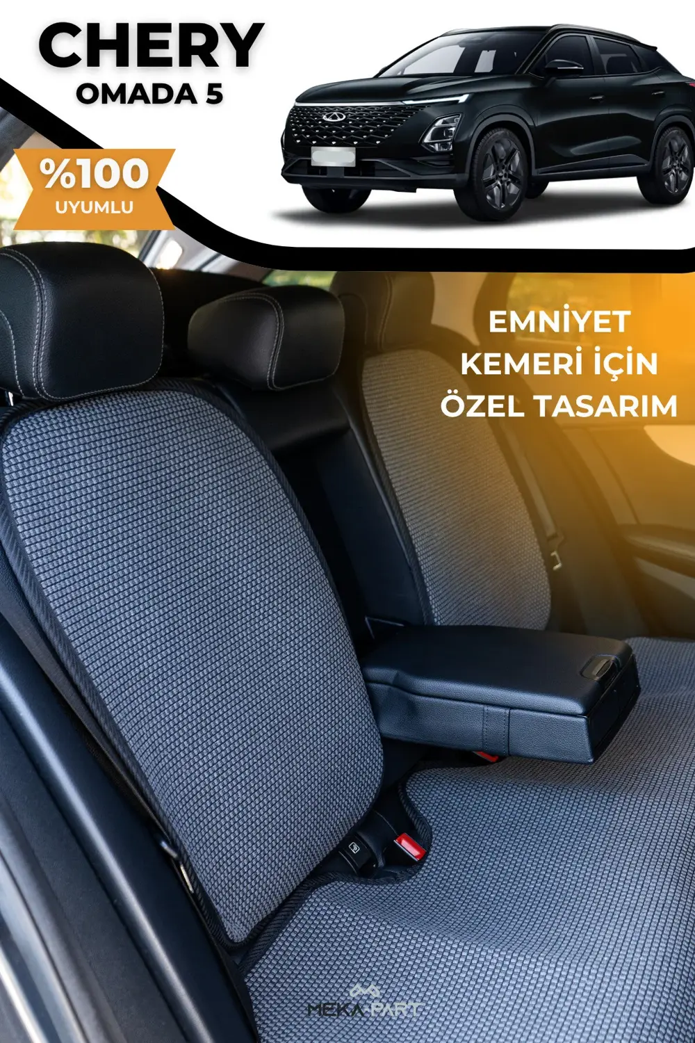 Terletmez Oto Koltuk Koruyucu Kılıf %100 Pamuk 5 li Tam Set Krem