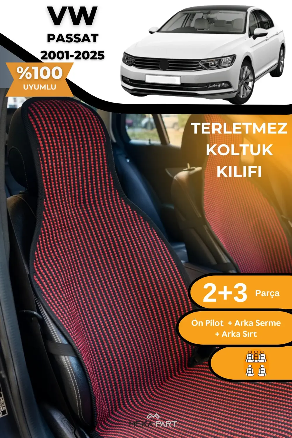Terletmez Oto Koltuk Koruyucu Kılıf %100 Pamuk 5 li Tam Set Füme