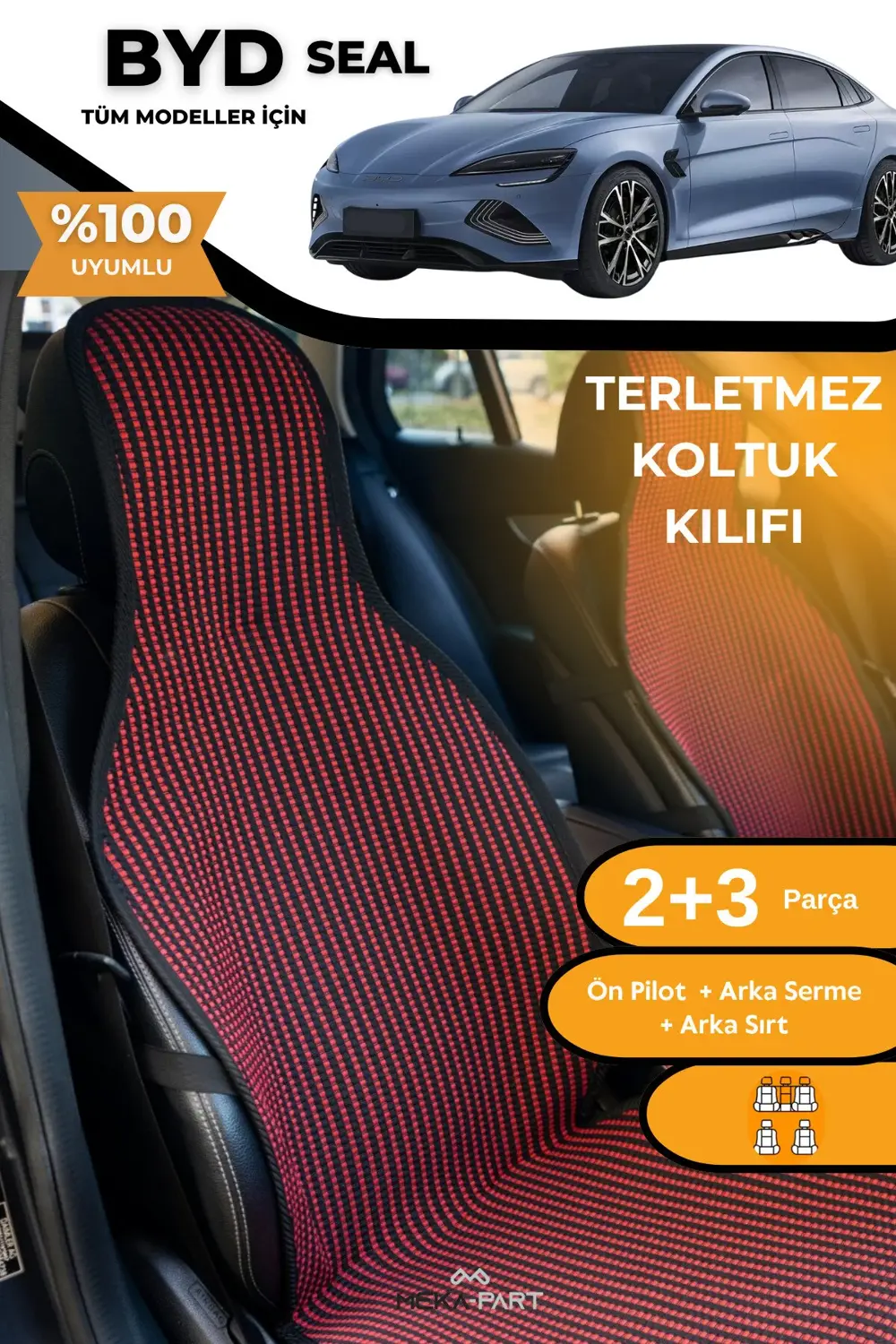 Terletmez Oto Koltuk Koruyucu Kılıf %100 Pamuk 5 li Tam Set Krem