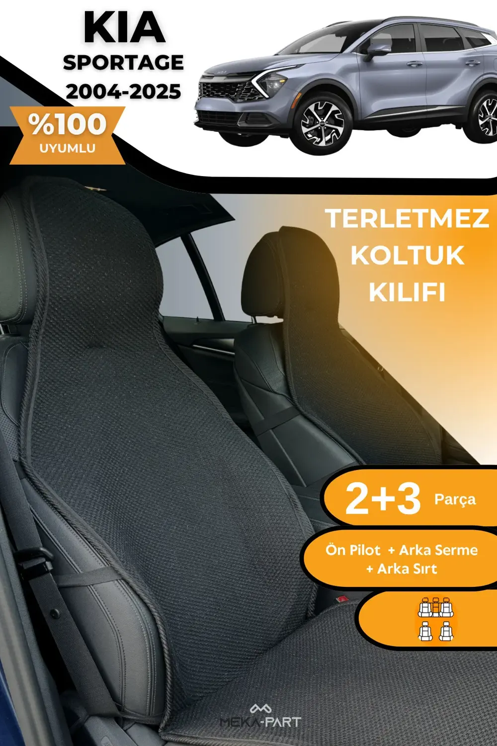 Terletmez Oto Koltuk Koruyucu Kılıf %100 Pamuk 5 li Tam Set Mavi