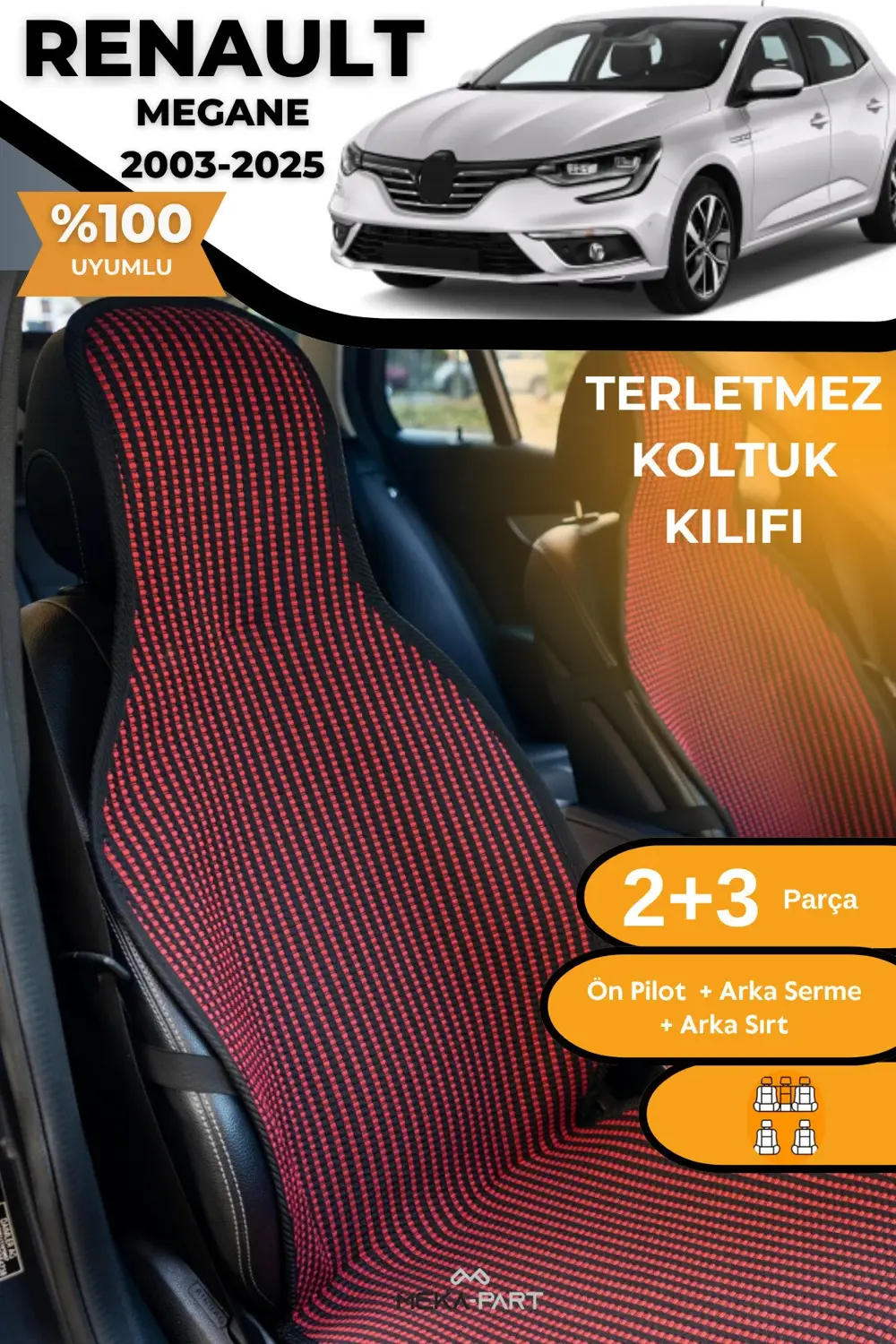 Terletmez Oto Koltuk Koruyucu Kılıf %100 Pamuk 5 li Tam Set Krem