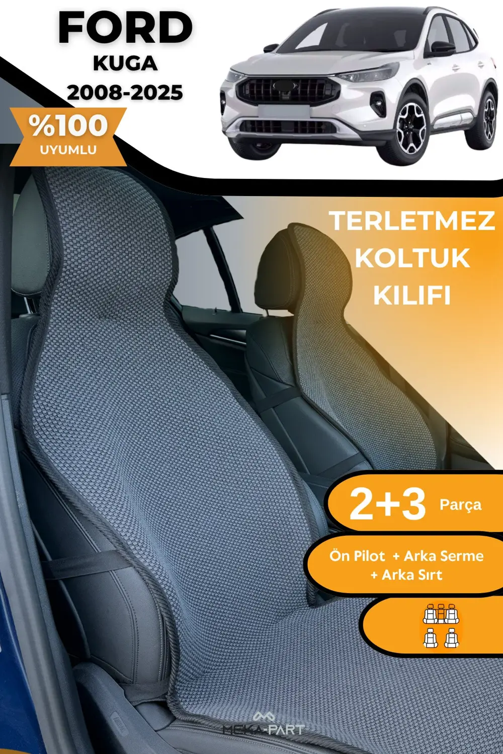 Terletmez Oto Koltuk Koruyucu Kılıf %100 Pamuk 5 li Tam Set Mavi