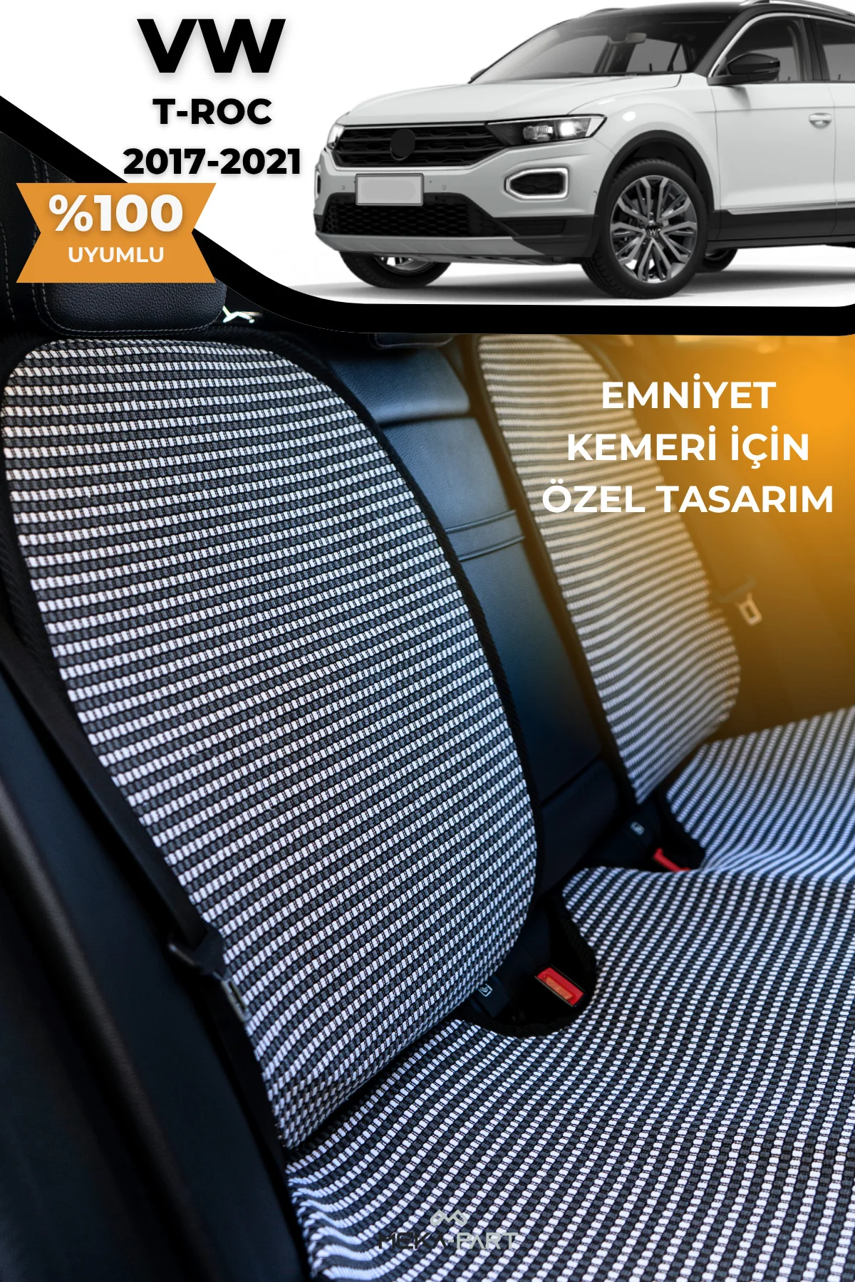 Terletmez Oto Koltuk Koruyucu Kılıf %100 Pamuk 5 li Tam Set Siyah