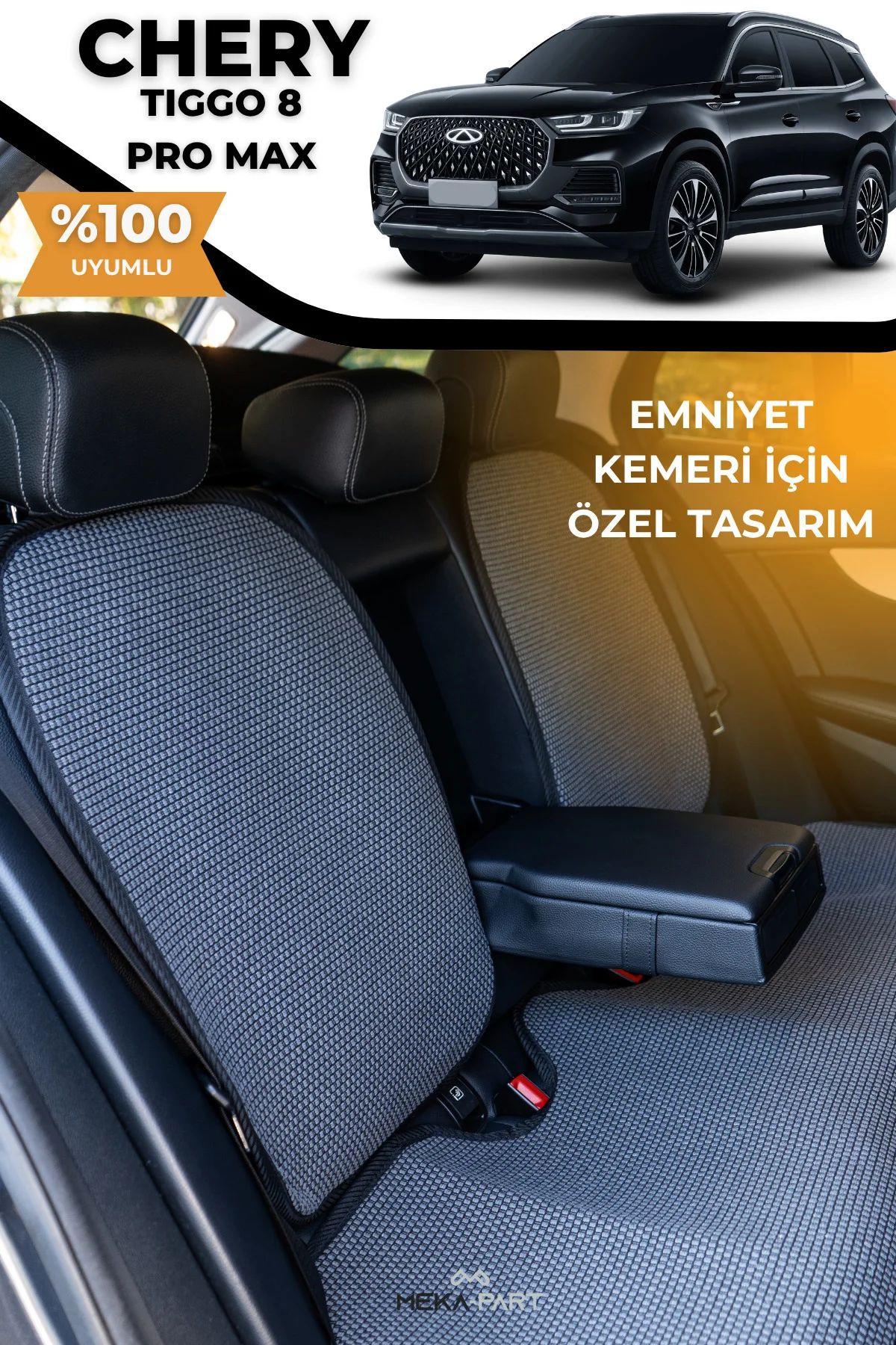 Terletmez Oto Koltuk Koruyucu Kılıf %100 Pamuk 5 li Tam Set Siyah