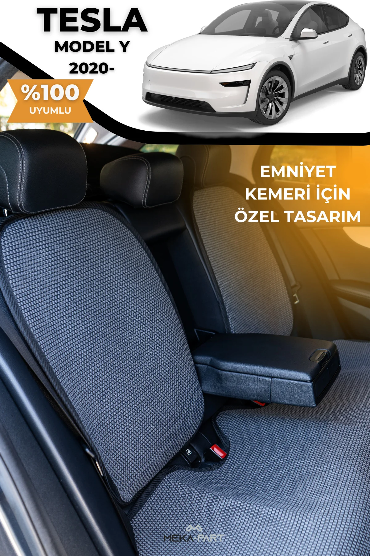 Terletmez Oto Koltuk Koruyucu Kılıf %100 Pamuk 5 li Tam Set Füme 