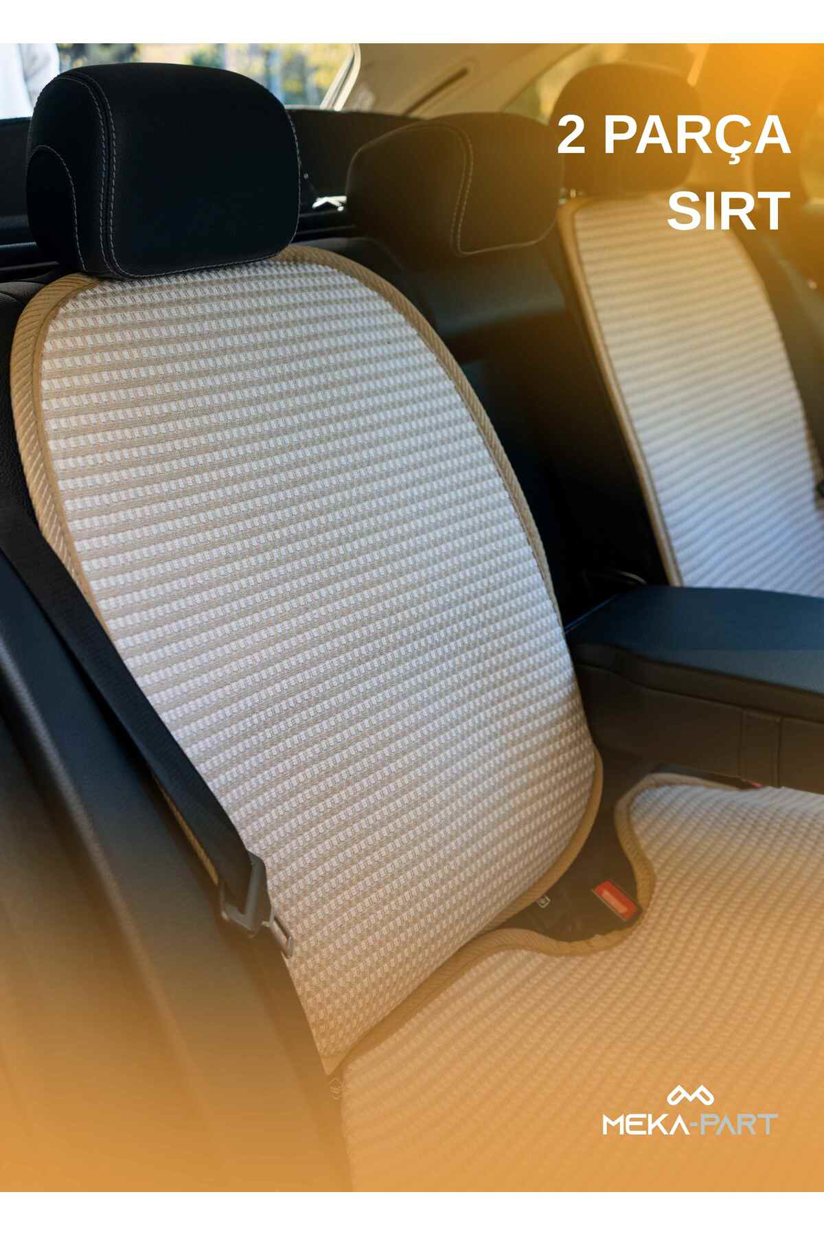 Trend Terletmez Oto Koltuk Koruyucu Kılıf %100 Pamuk 5 Li Tam Set Krem