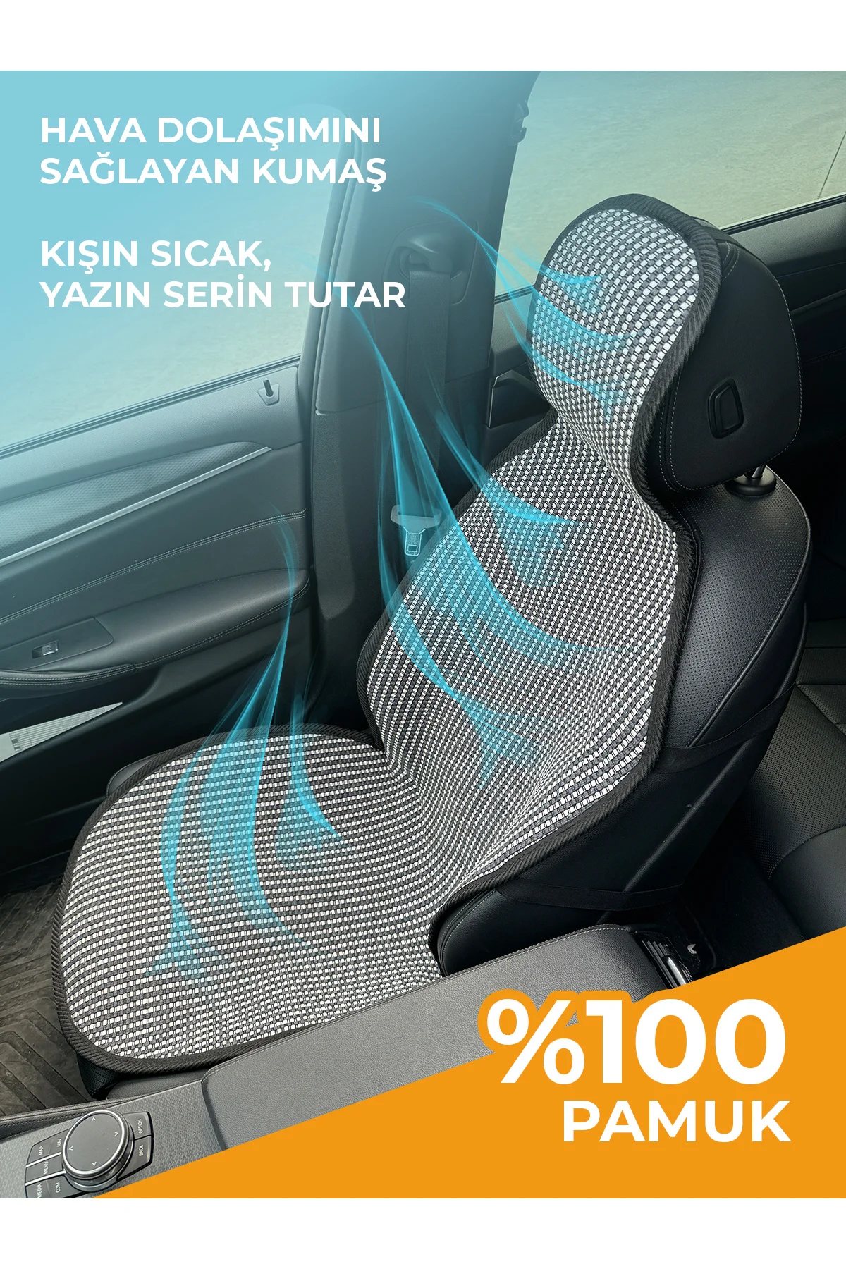 Terletmez Oto Koltuk Koruyucu Kılıf %100 Pamuk 5 li Tam Set Füme Beyaz Audi Tüm Modeller
