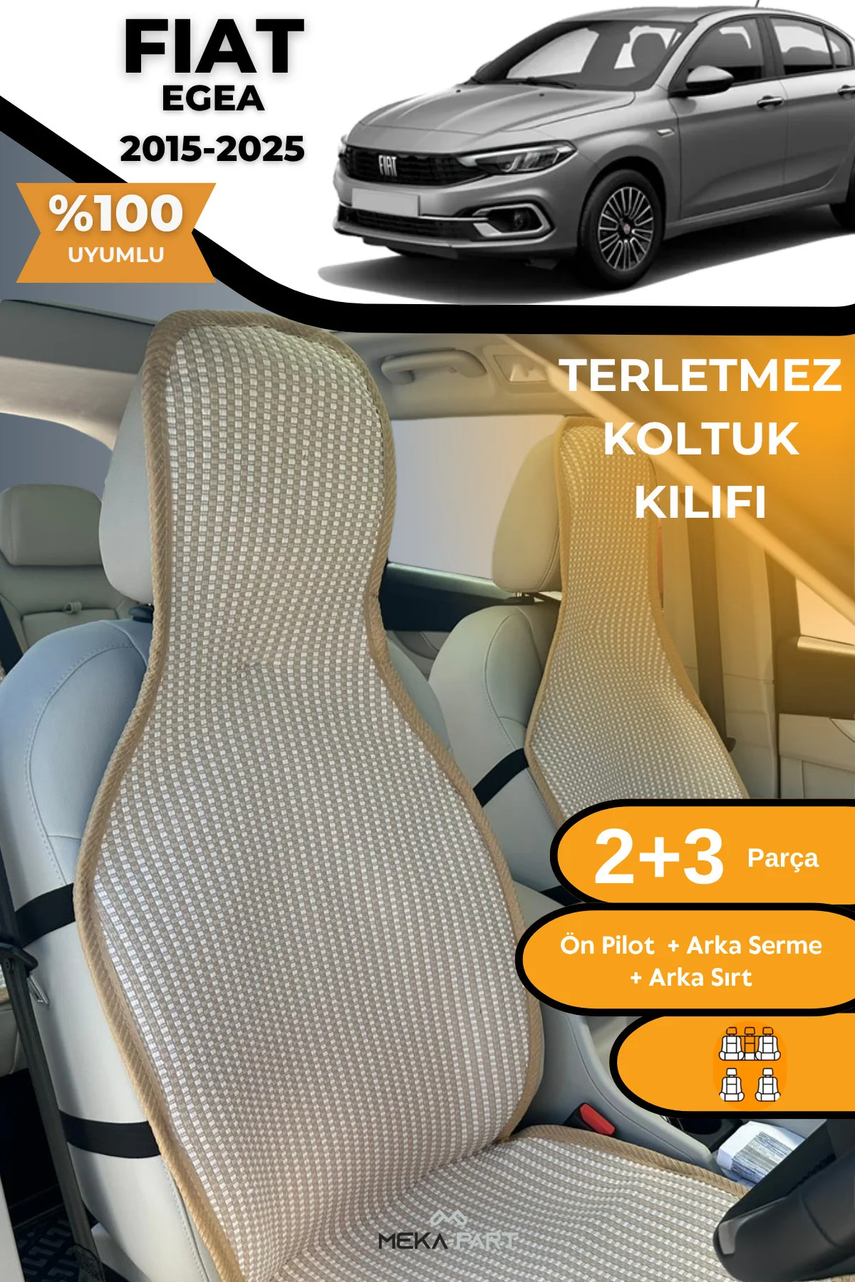 Terletmez Oto Koltuk Koruyucu Kılıf %100 Pamuk 5 li Tam Set Kırmı