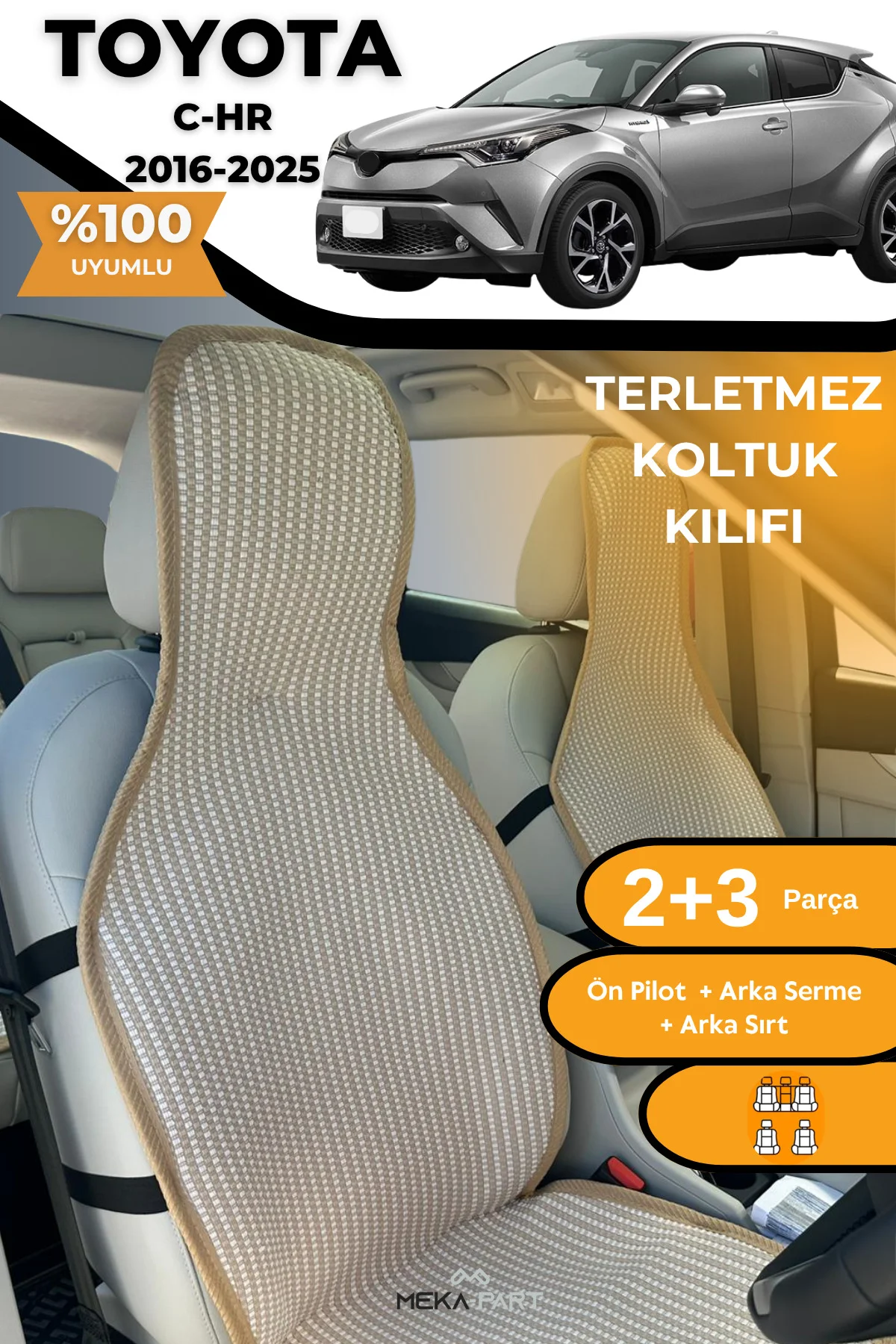 Terletmez Oto Koltuk Koruyucu Kılıf %100 Pamuk 5 li Tam Set Krem Toyota C-HR Fiyatı, Yorumları ve Özellikleri