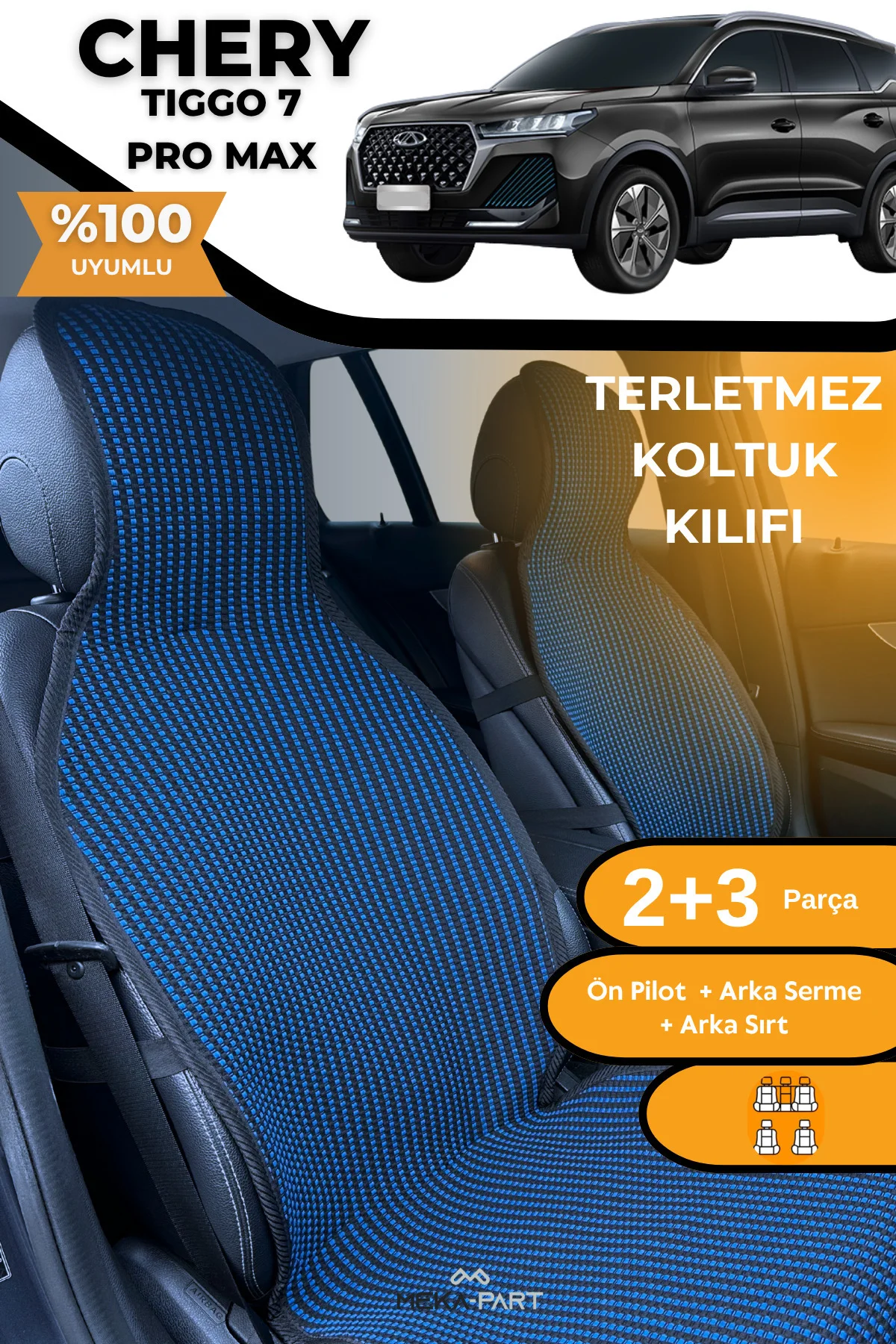 Terletmez Oto Koltuk Koruyucu Kılıf %100 Pamuk 5 li Tam Set Füme 