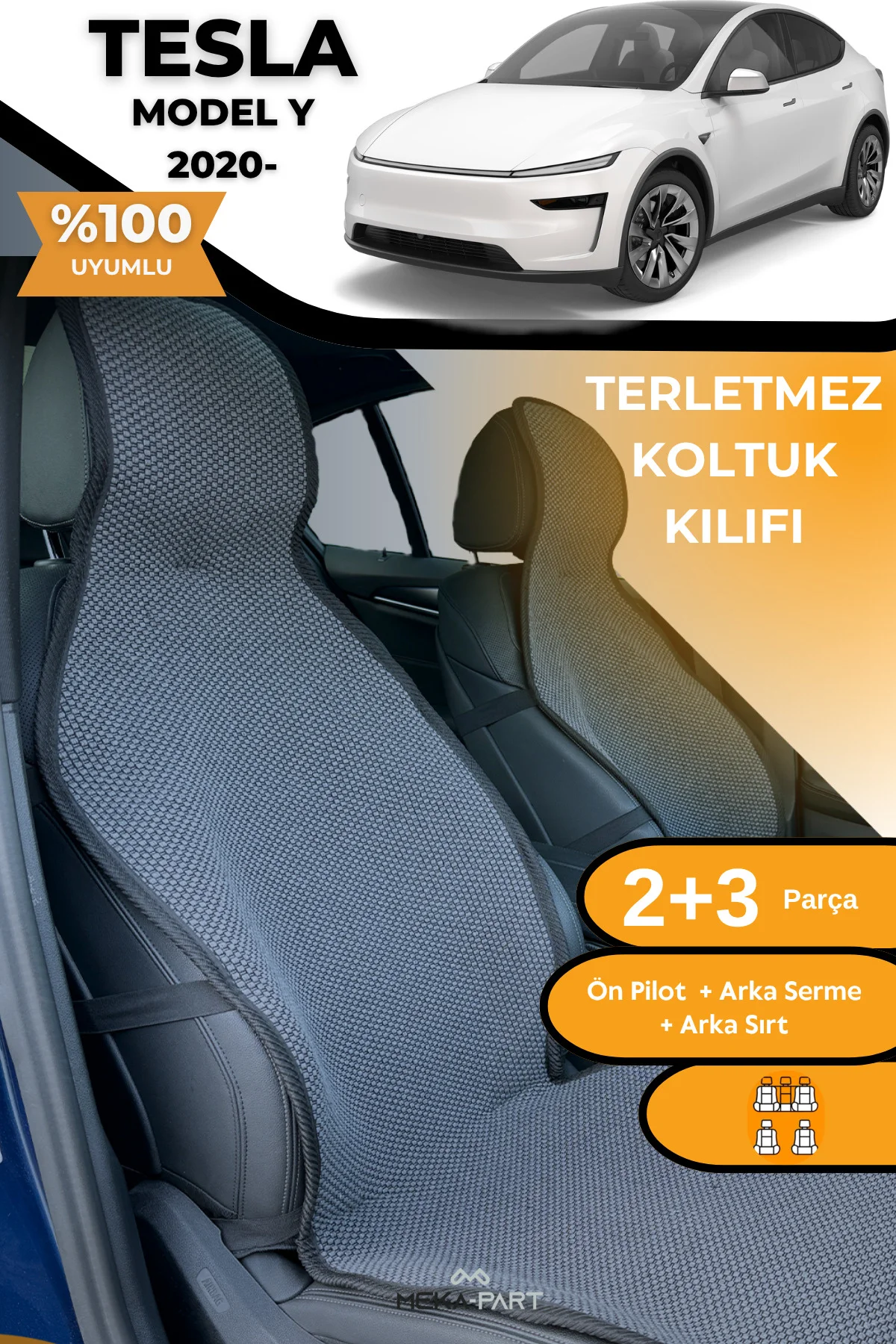 Terletmez Oto Koltuk Koruyucu Kılıf %100 Pamuk 5 li Tam Set Füme 