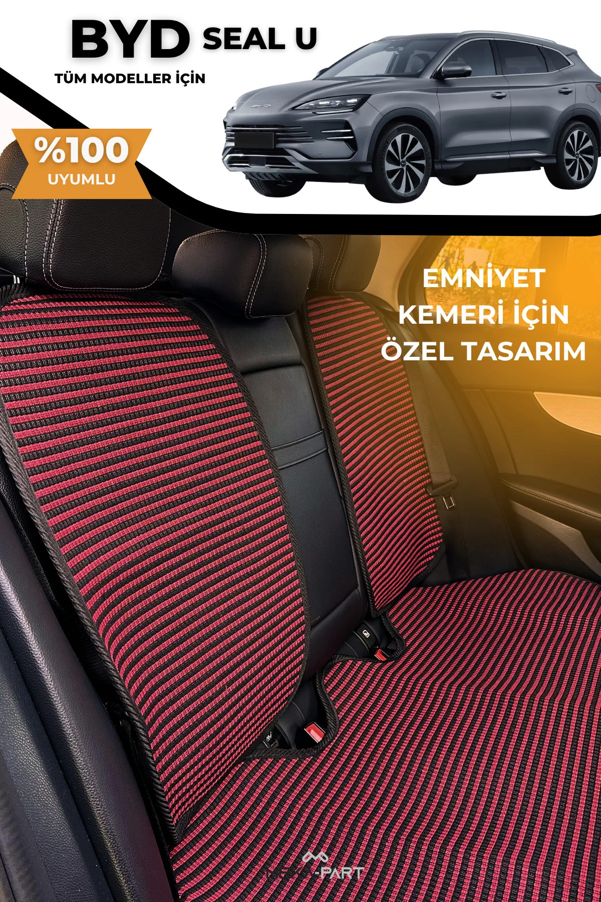 Terletmez Oto Koltuk Koruyucu Kılıf %100 Pamuk 5 li Tam Set Kırmı