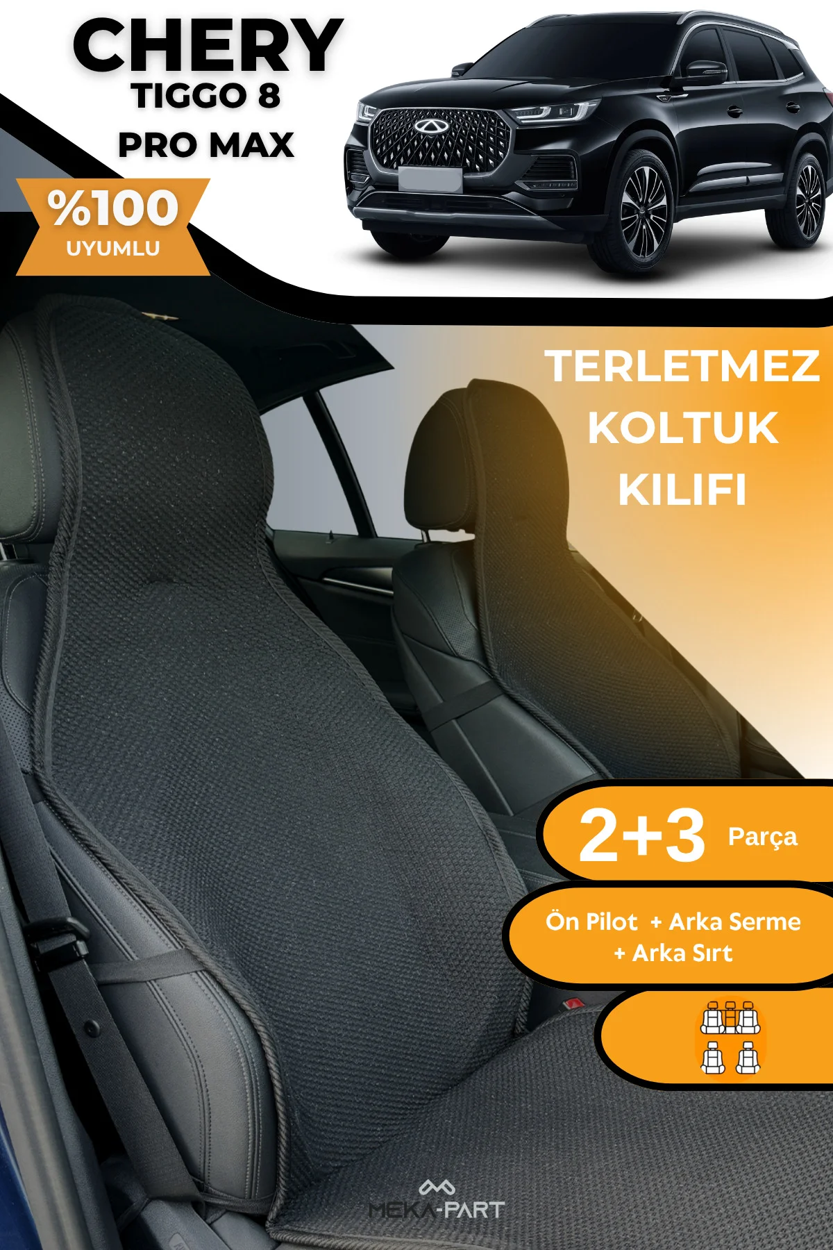 Terletmez Oto Koltuk Koruyucu Kılıf %100 Pamuk 5 li Tam Set Siyah Chery Tiggo 8 Fiyatı, Yorumları ve Özellikleri