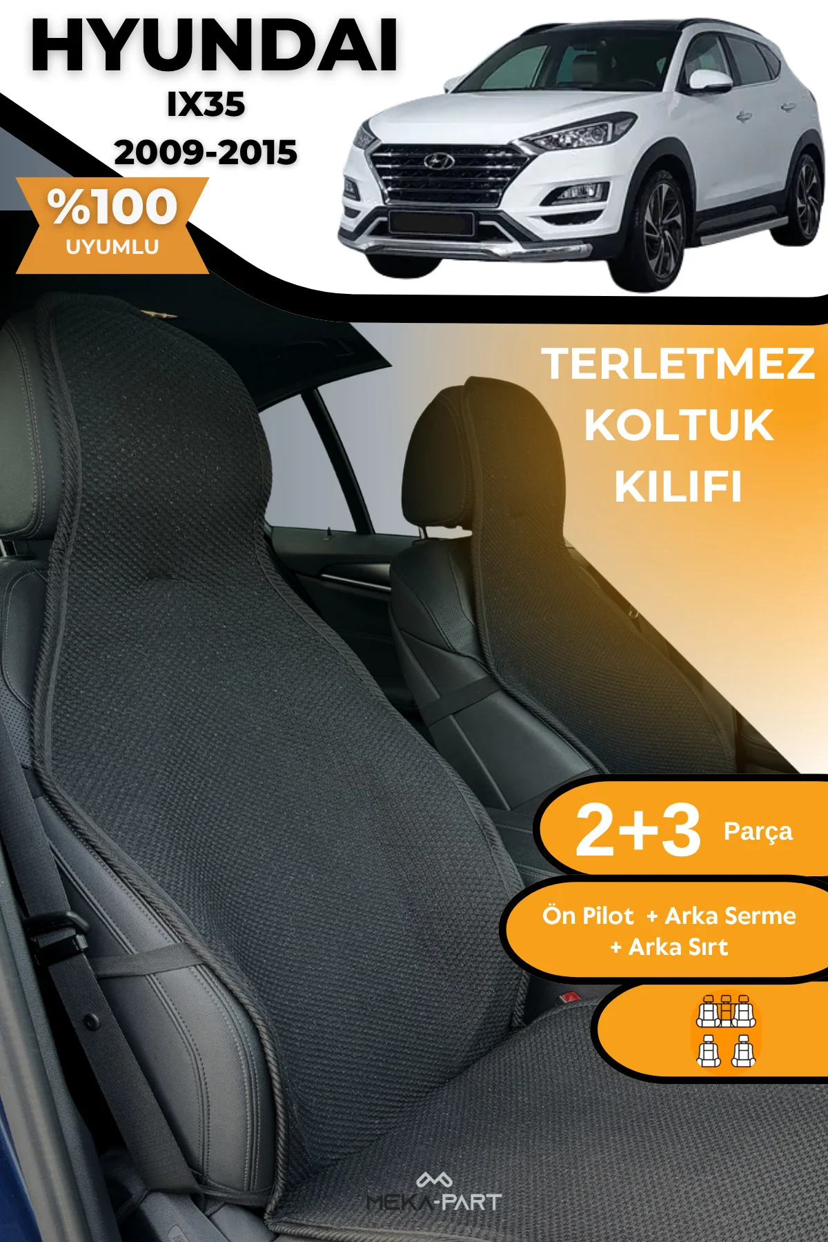 Terletmez Oto Koltuk Koruyucu Kılıf %100 Pamuk 5 li Tam Set Siyah Hyundai İX35 Fiyatı, Yorumları ve Özellikleri