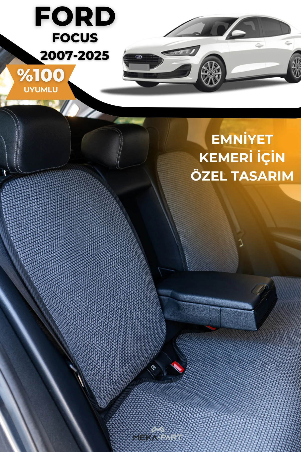 Terletmez Oto Koltuk Koruyucu Kılıf %100 Pamuk 5 li Tam Set Füme 