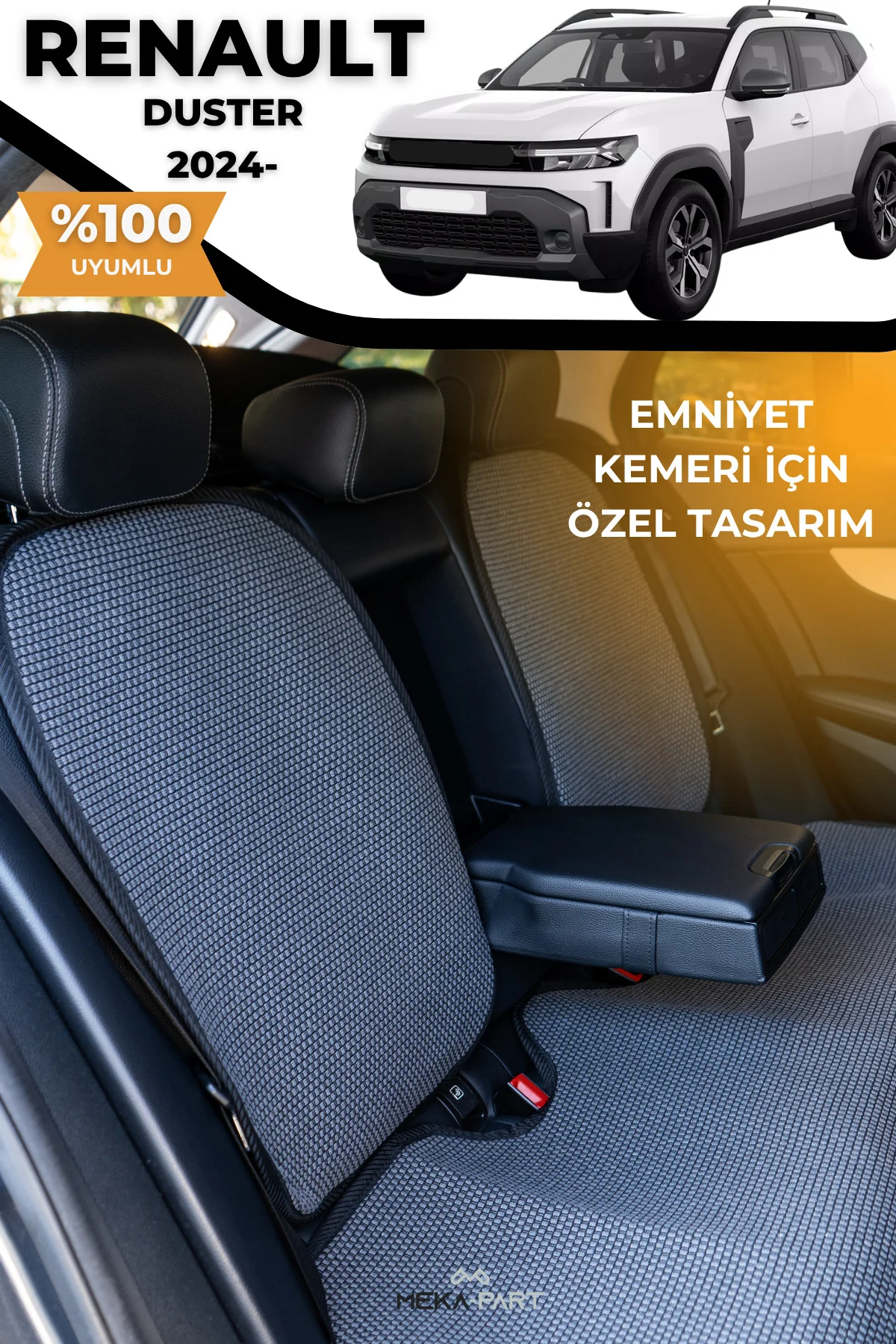 Terletmez Oto Koltuk Koruyucu Kılıf %100 Pamuk 5 li Tam Set Füme 