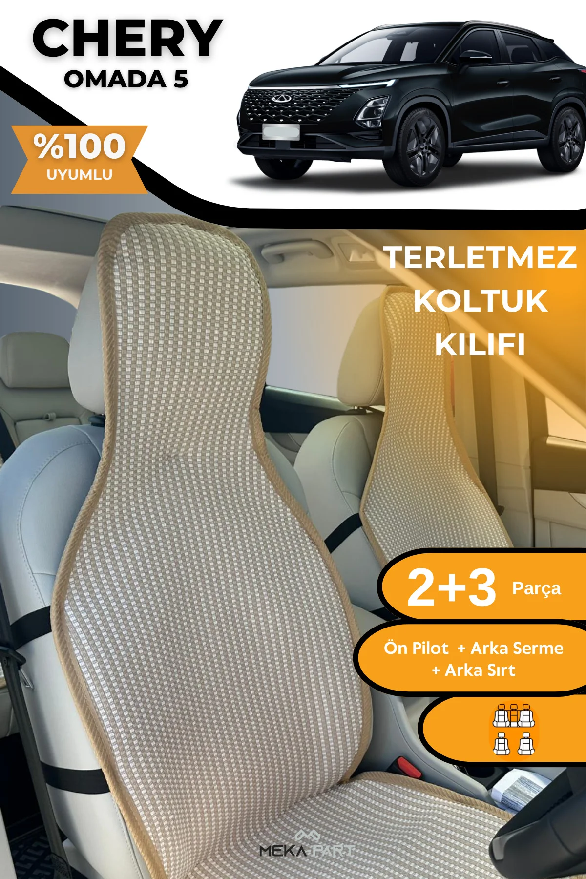 Terletmez Oto Koltuk Koruyucu Kılıf %100 Pamuk 5 li Tam Set Krem Chery Omada 5 Fiyatı, Yorumları ve Özellikleri