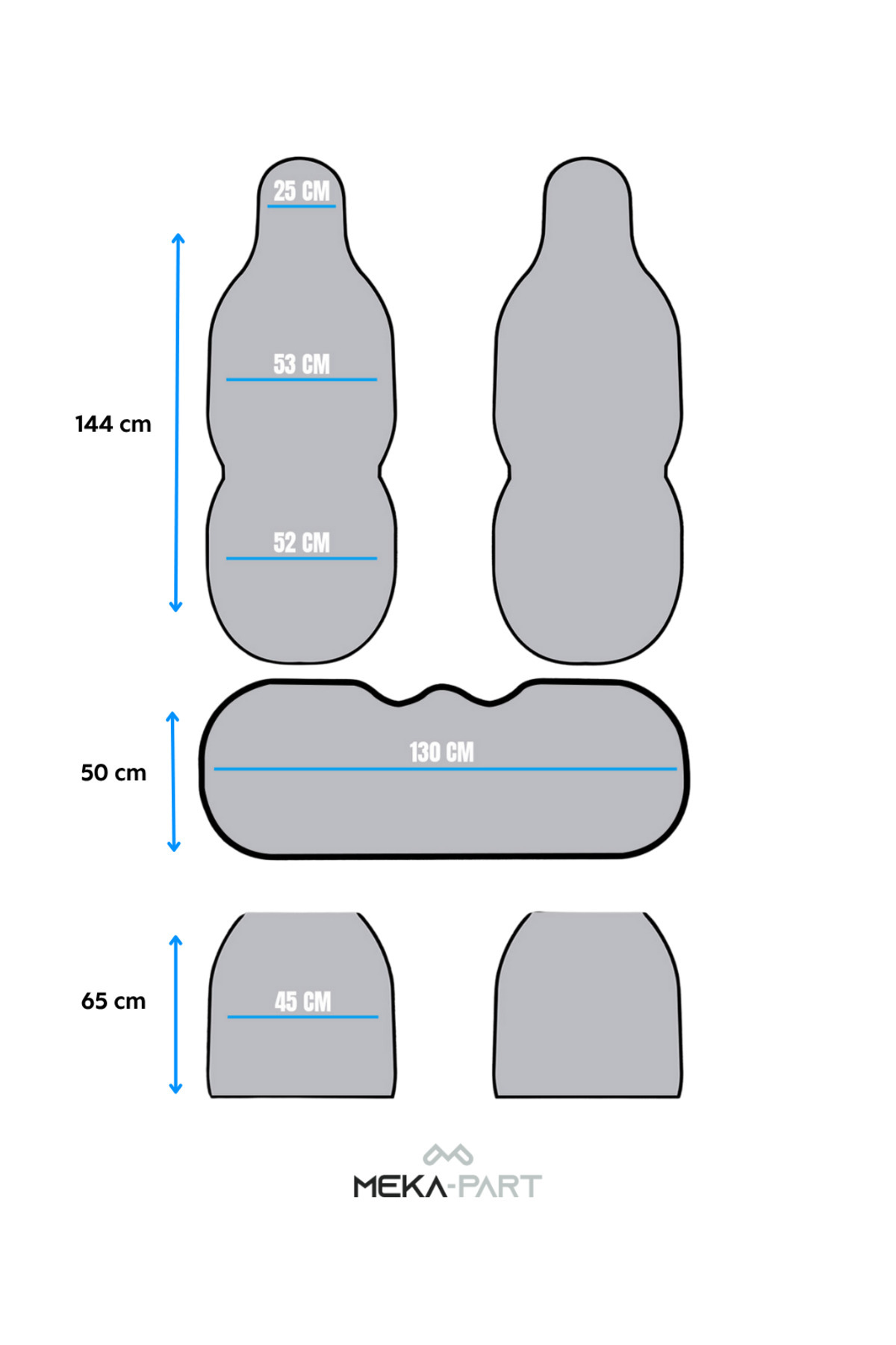 Trend Terletmez Oto Koltuk Koruyucu Kılıf %100 Pamuk 5 Li Tam Set Siyah