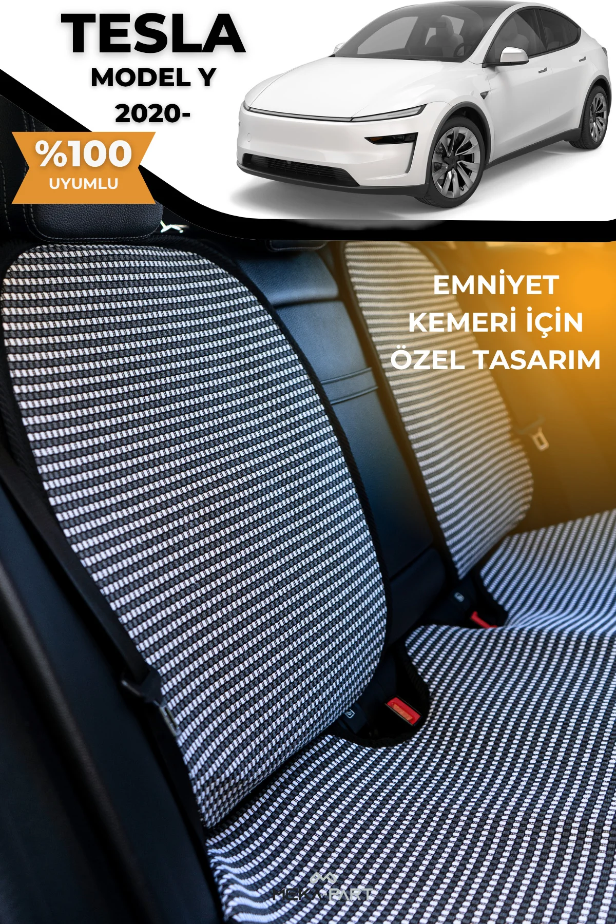 Terletmez Oto Koltuk Koruyucu Kılıf %100 Pamuk 5 li Tam Set Füme Beyaz Tesla Model Y Fiyatı, Yorumları ve Özellikleri