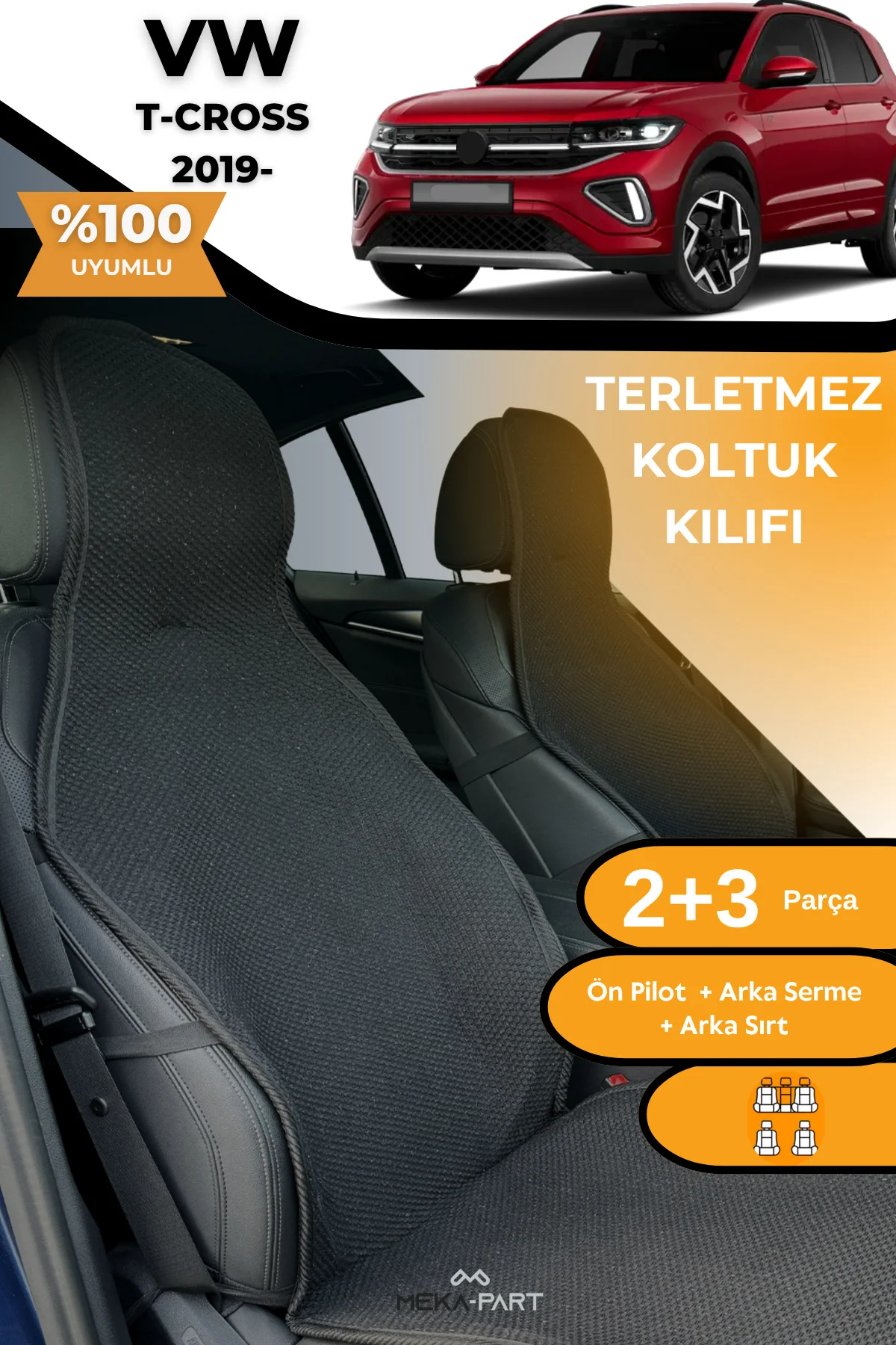 Terletmez Oto Koltuk Koruyucu Kılıf %100 Pamuk 5 li Tam Set Siyah VW T-Cross Fiyatı, Yorumları ve Özellikleri