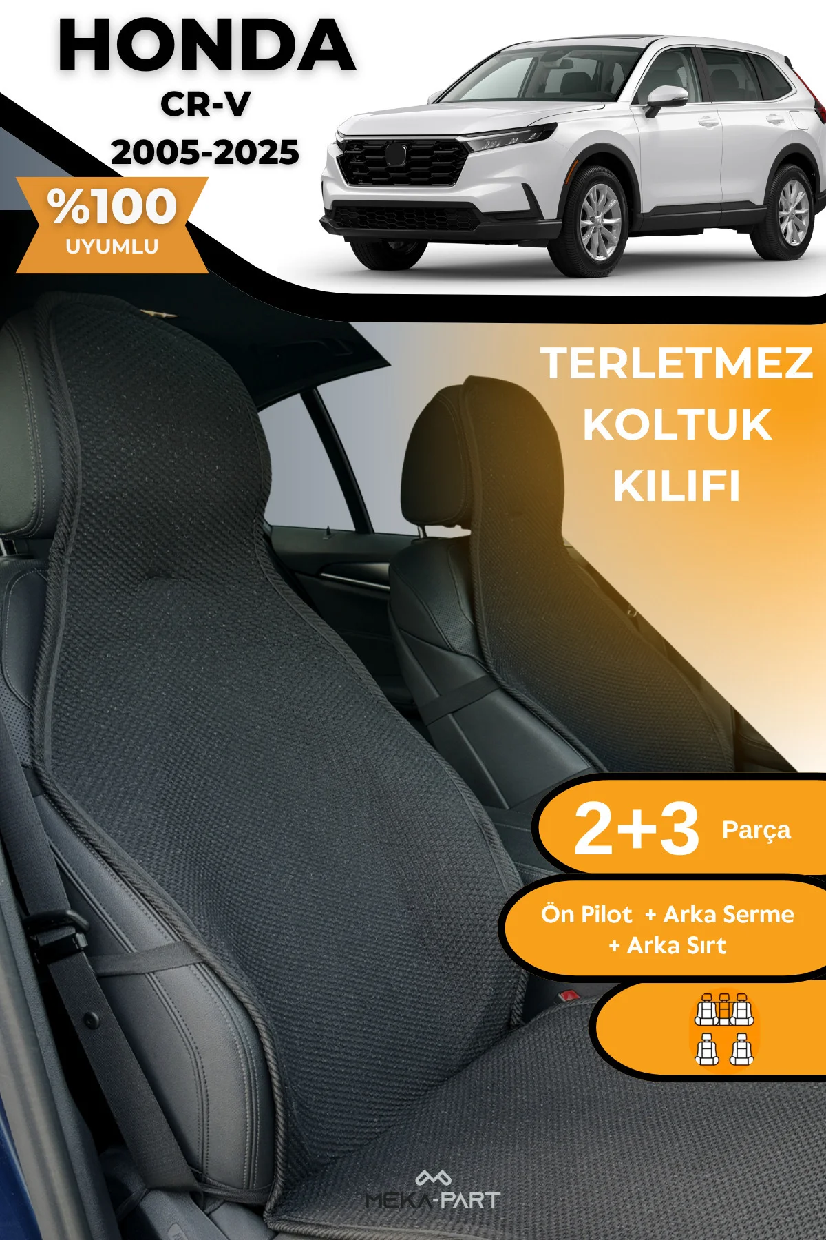 Terletmez Oto Koltuk Koruyucu Kılıf %100 Pamuk 5 li Tam Set Füme 