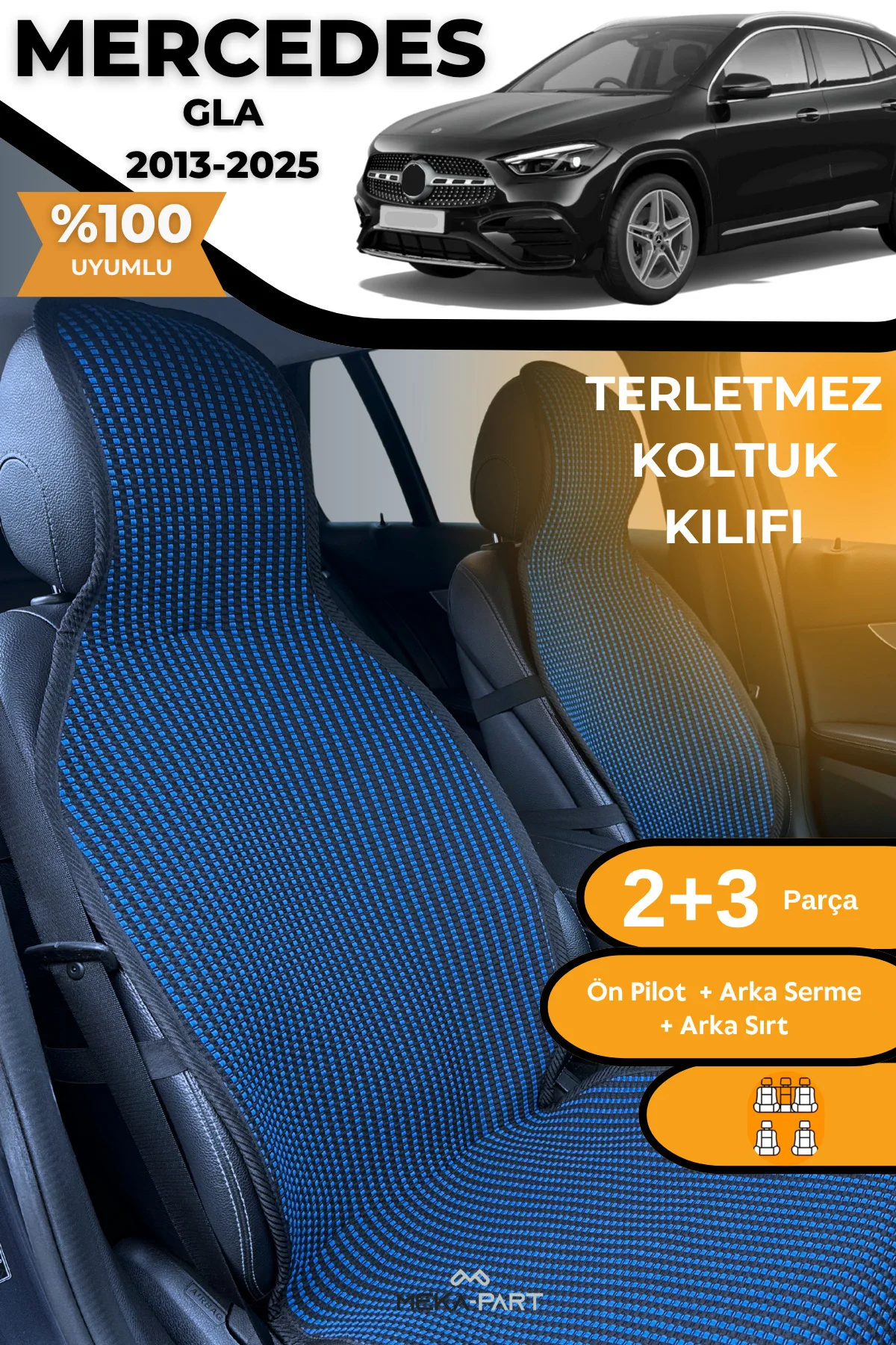 Terletmez Oto Koltuk Koruyucu Kılıf %100 Pamuk 5 li Tam Set Füme 