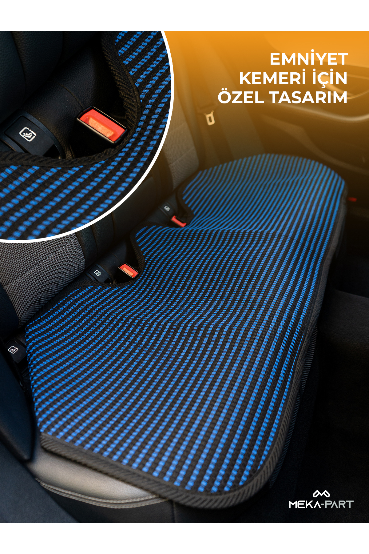 Trend Terletmez Oto Koltuk Koruyucu Kılıf %100 Pamuk 5 Li Tam Set Mavi