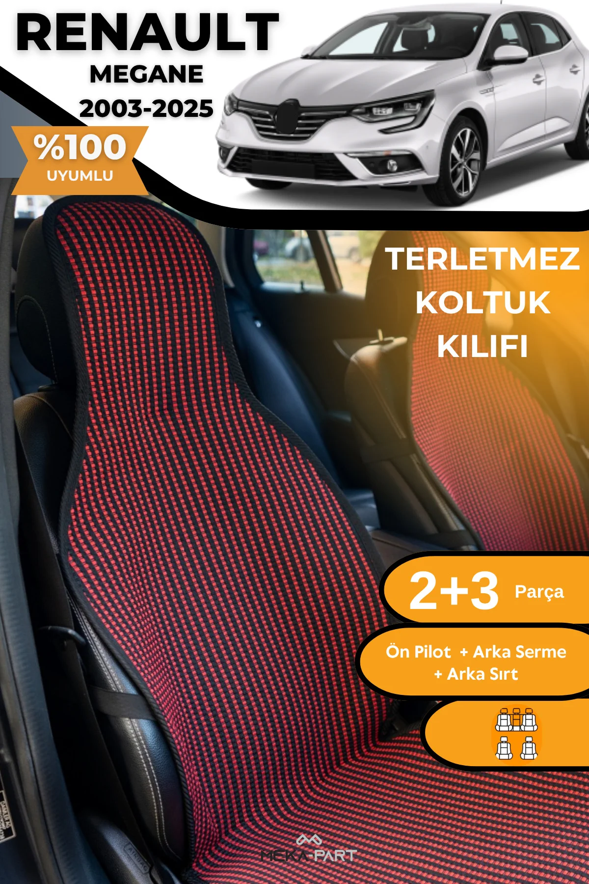 Terletmez Oto Koltuk Koruyucu Kılıf %100 Pamuk 5 li Tam Set Siyah