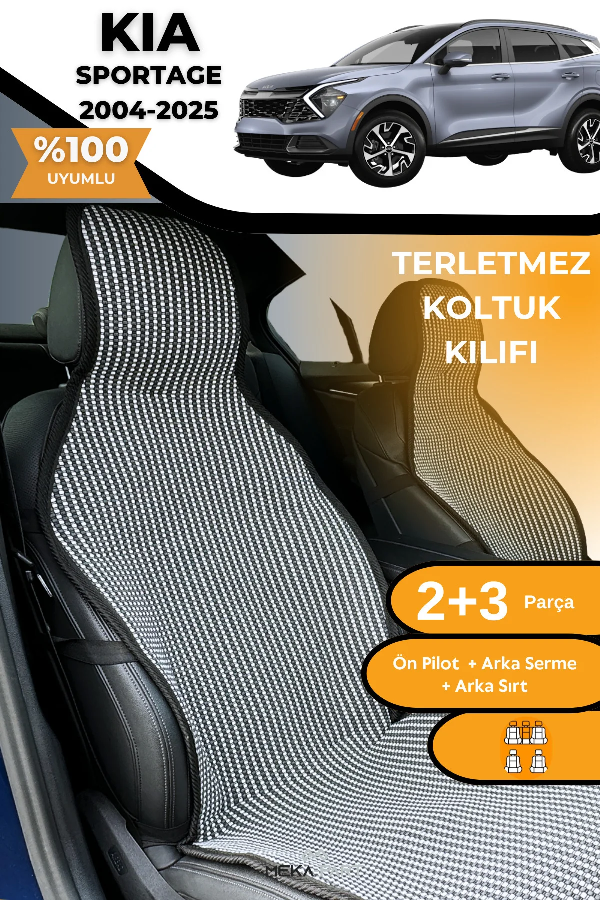 Terletmez Oto Koltuk Koruyucu Kılıf %100 Pamuk 5 li Tam Set Füme 