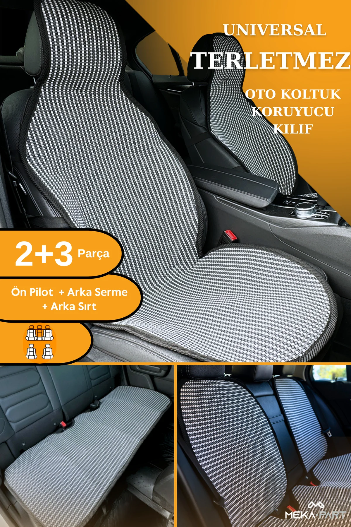 Terletmez Oto Koltuk Koruyucu Kılıf %100 Pamuk 5 li Tam Set Füme Beyaz Nissan X-Trail Tüm Modeller