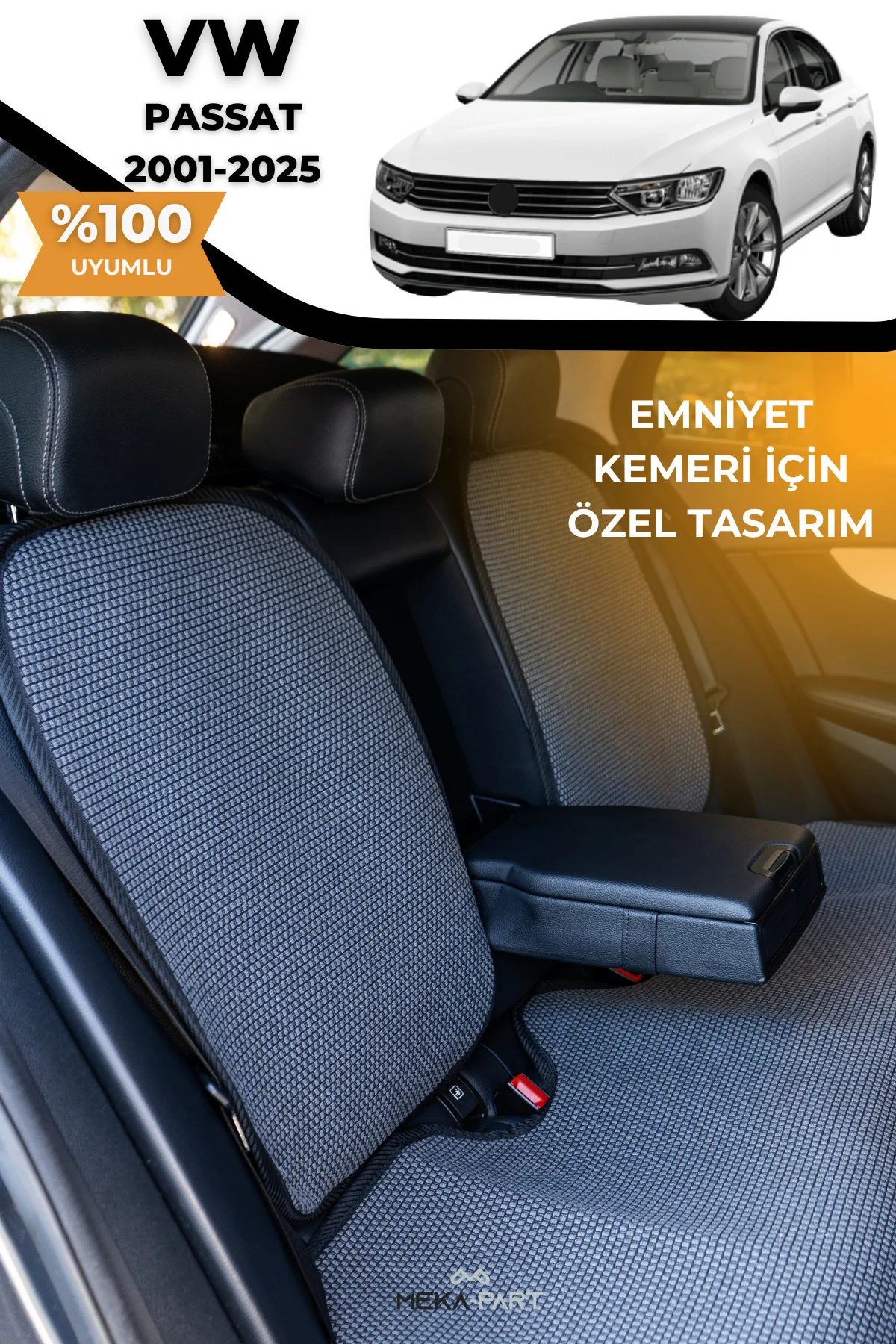 Terletmez Oto Koltuk Koruyucu Kılıf %100 Pamuk 5 li Tam Set Füme 