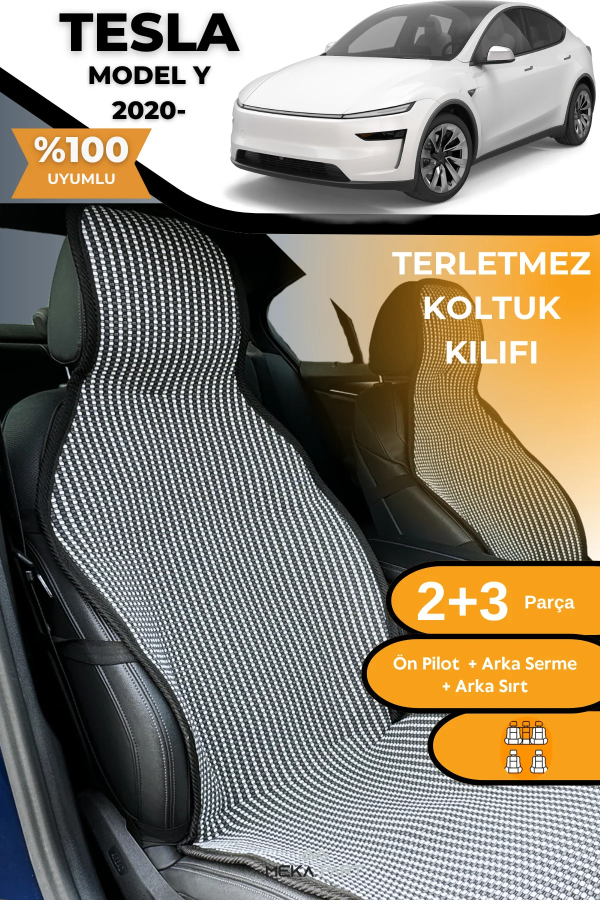 Terletmez Oto Koltuk Koruyucu Kılıf %100 Pamuk 5 li Tam Set Füme Beyaz Tesla Model Y Fiyatı, Yorumları ve Özellikleri