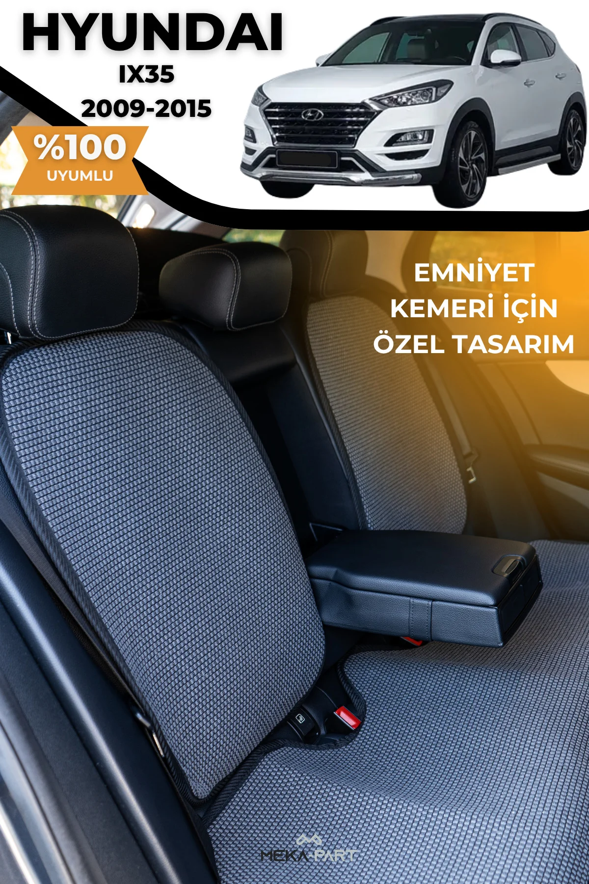 Terletmez Oto Koltuk Koruyucu Kılıf %100 Pamuk 5 li Tam Set Siyah