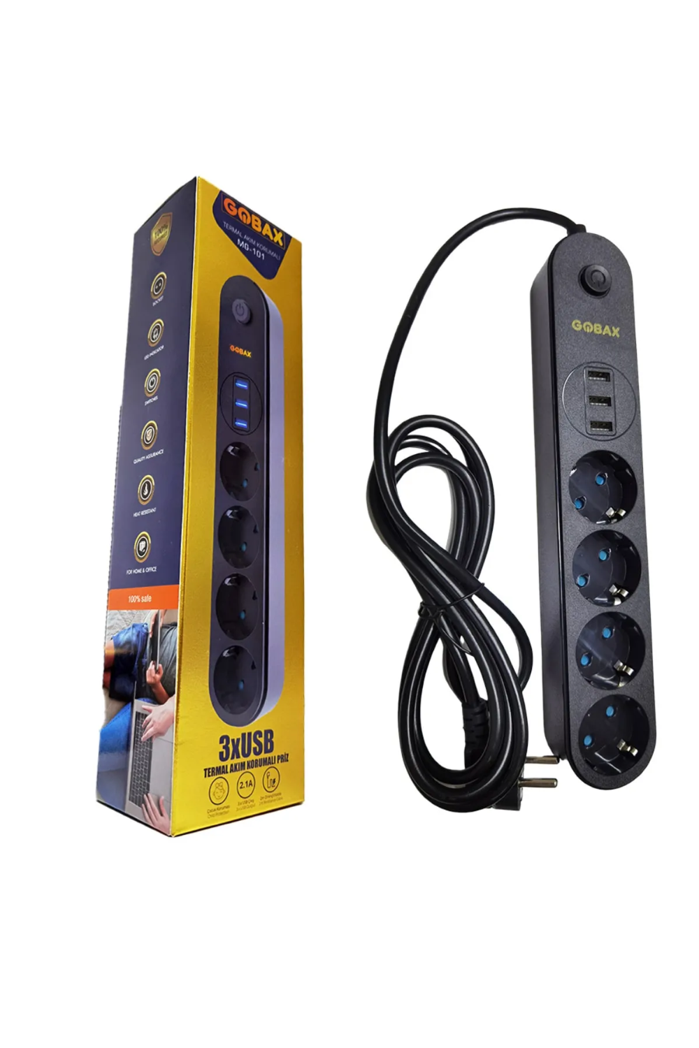 Termal Akım Korumalı Grup Priz Ve 3’lü Usb Şarj Aleti (4490)