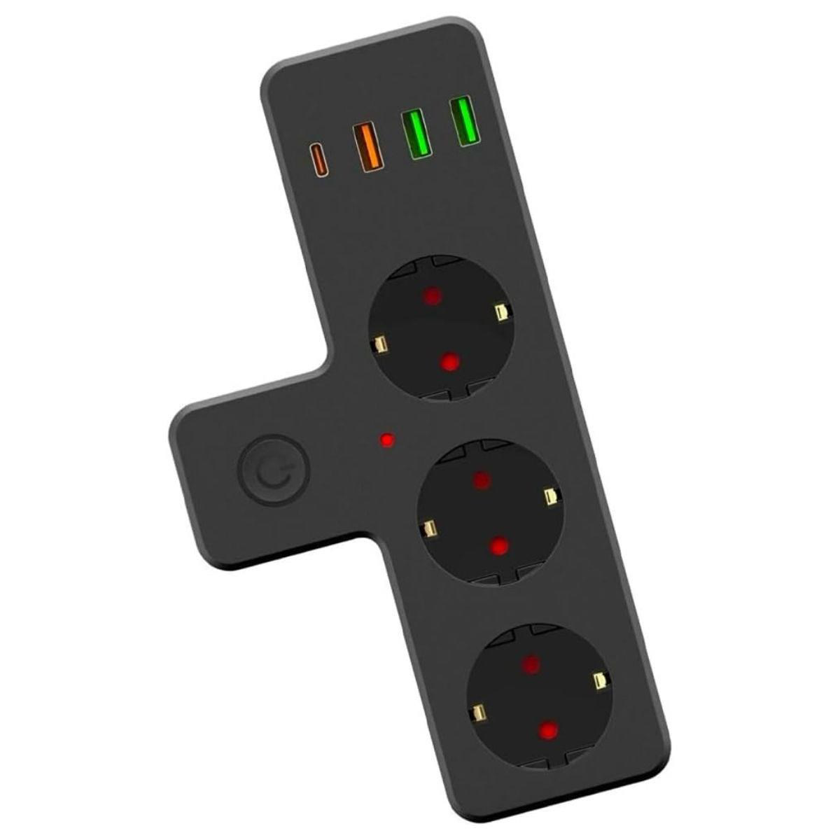 Termal Akım Korumalı 3 Adet Soket,3 Adet USB ve 1 Adet Type-C Gir