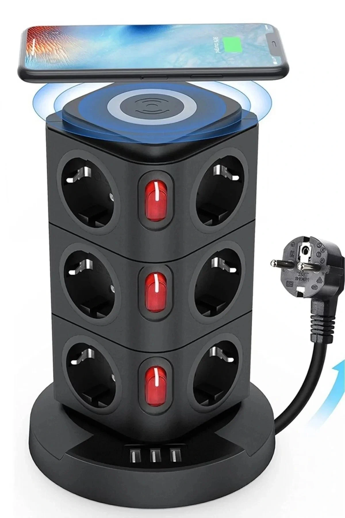 Termal Akım Korumalı Isıya Dayanıklı 3 Usb 12 Priz Ve Wireless Ka