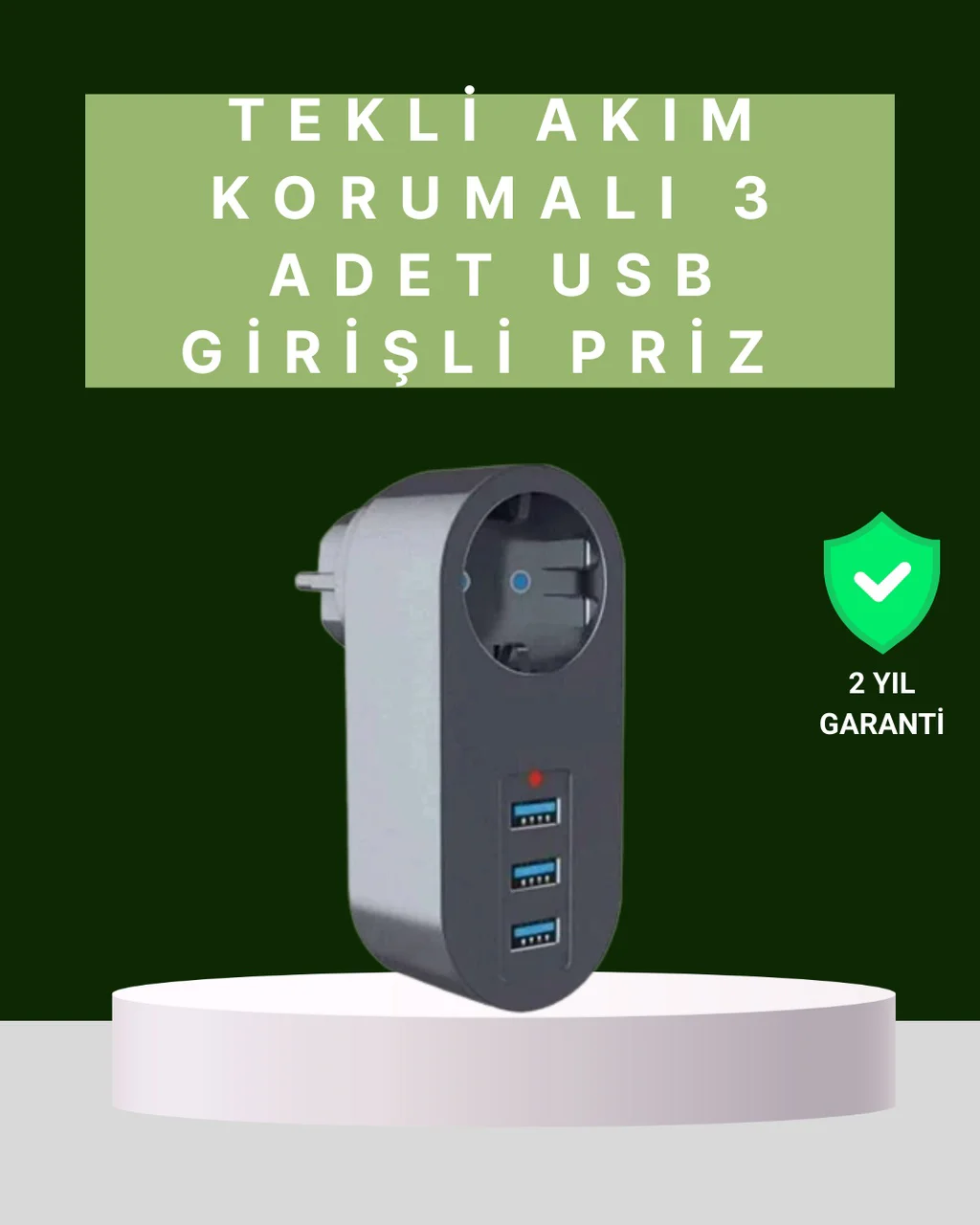 Termal Akım Korumalı 3 Usb'li Güvenli Priz Akıllı Akım Dengeleme Diğer
