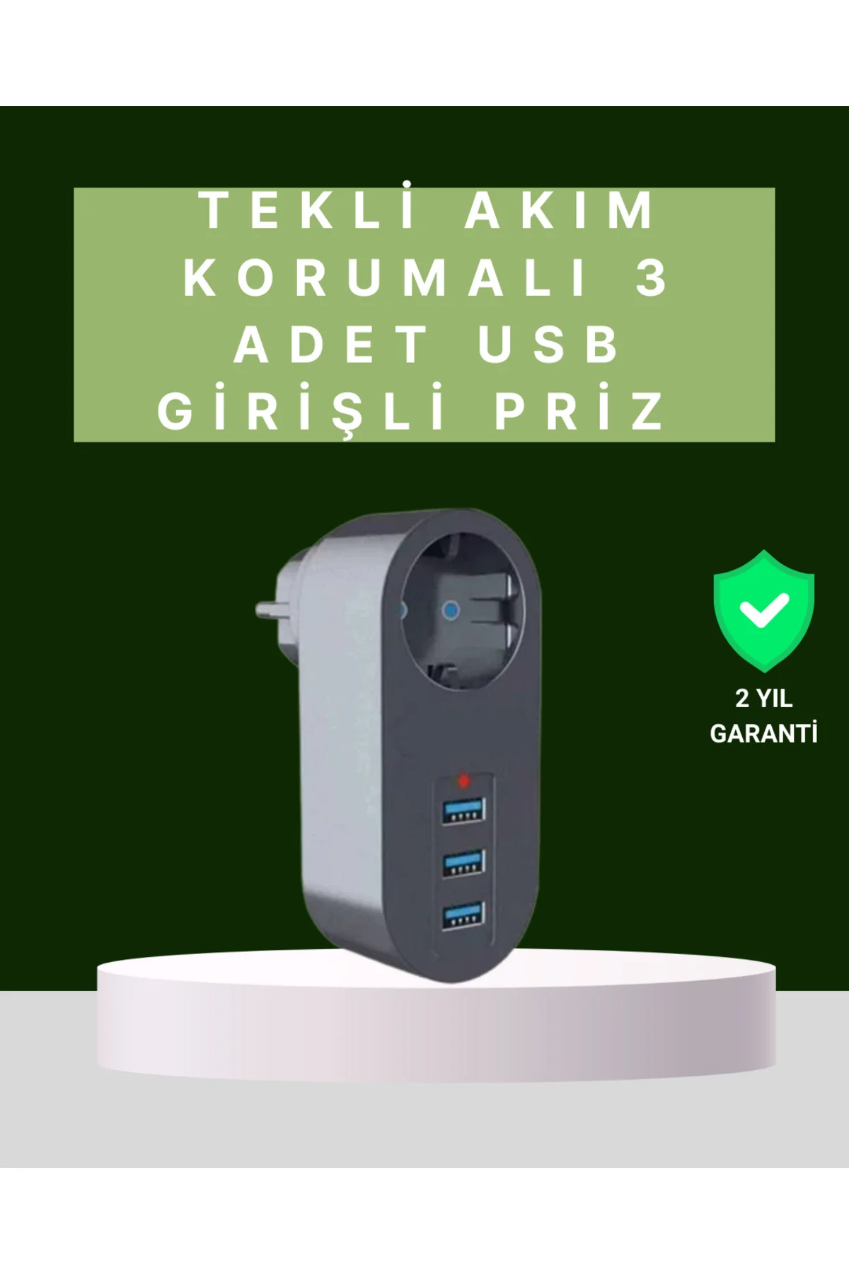 Termal Akım Korumalı 3 USB'li Güvenli Priz – Akıllı Akım Dengelem