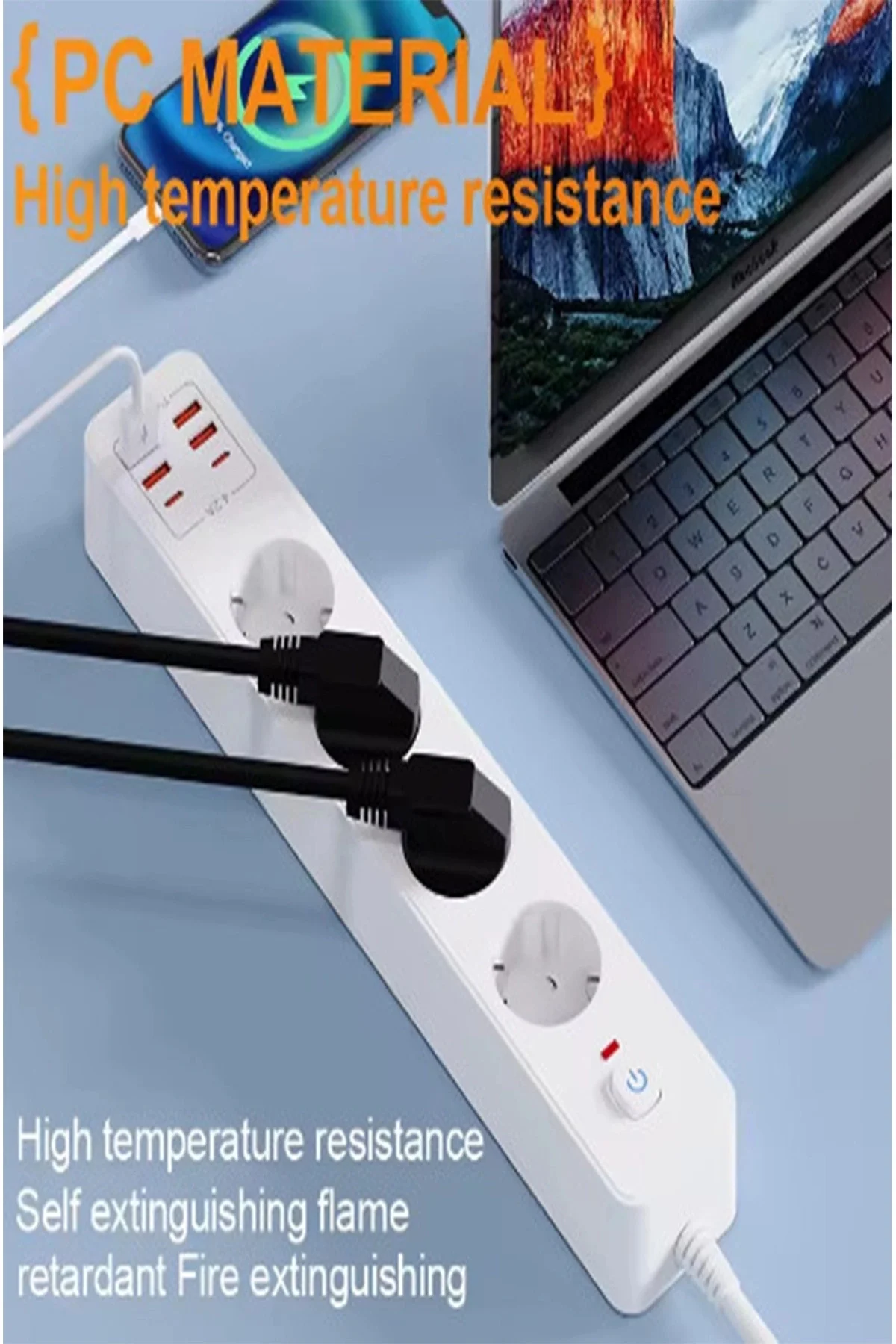 Termal Akım Korumalı 4’Lü Priz 4X Usb 2X Type-C Çıkışlı Grup Priz Çoğaltıcı (3500W) Termal Akım Korumalı 4’Lü Priz 4X Usb 2X Type-C Çıkışlı Grup Priz Çoğaltıcı (3500W) - Görsel 2