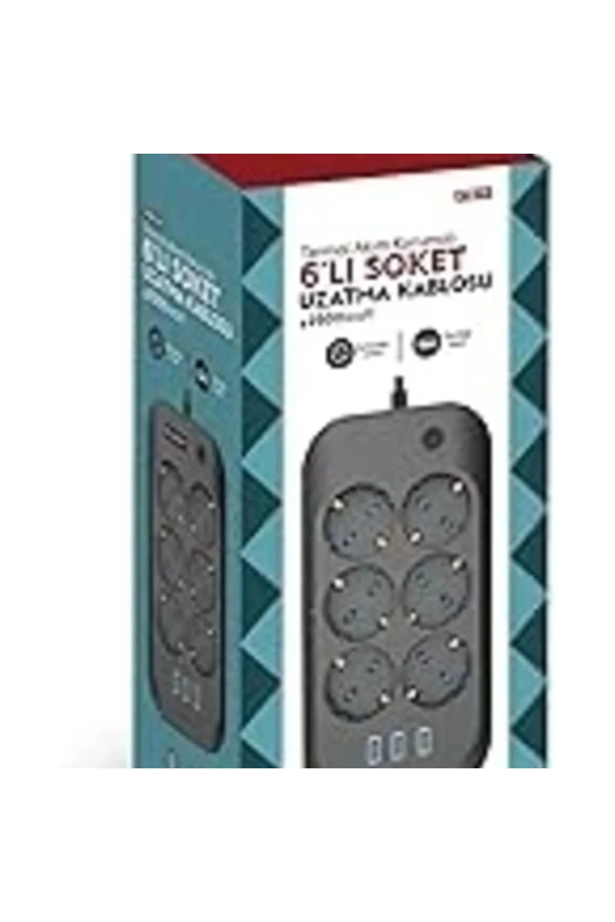 Termal Akım Korumalı, Çocuk Korumalı, 6'Lı 2 Mt Uzatma Kablosu 6 X Priz, 3 X Usb
