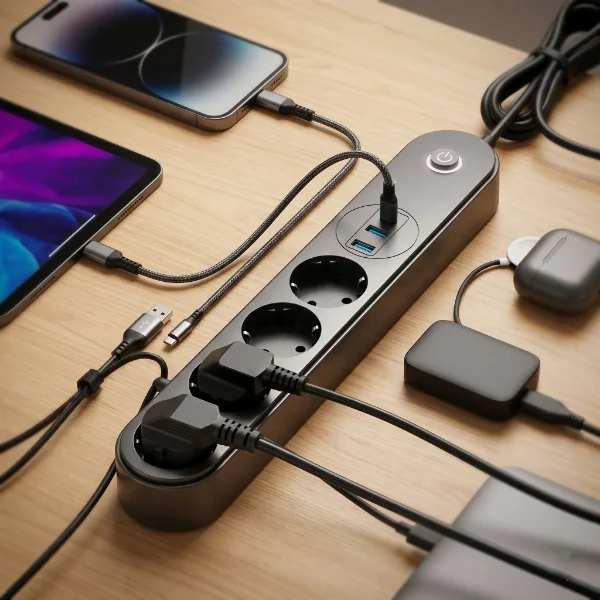 Termal Akım Korumalı 4 Prizli USB Girişli Uzatma Kablosu Termal Akım Korumalı 4 Prizli USB Girişli Uzatma Kablosu