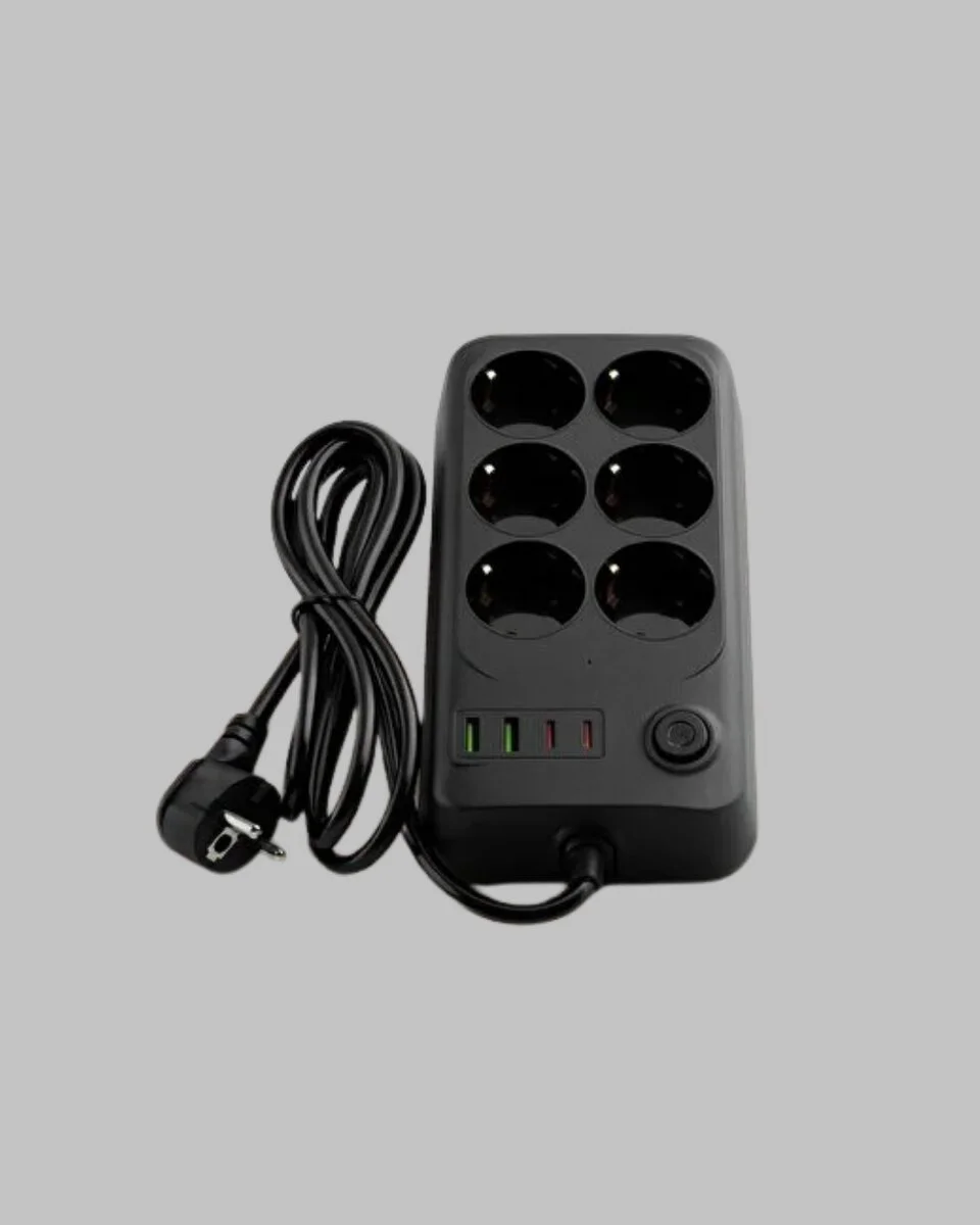 Termal Akım Korumalı 6’lı Uzatma Priz USB Type-C Hızlı Şarj 2500W