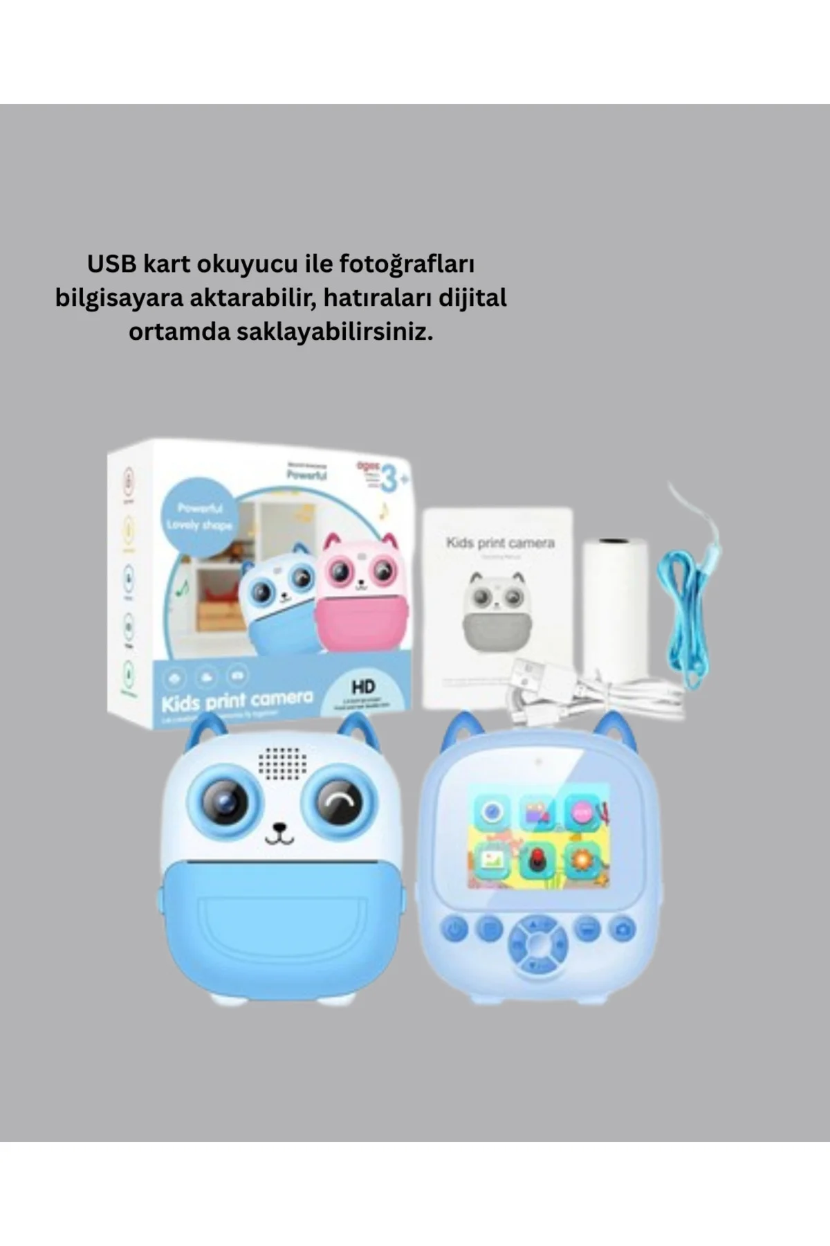 Termal Baskı Özellikli Çocuk Kamerası 1080P Video Destekli