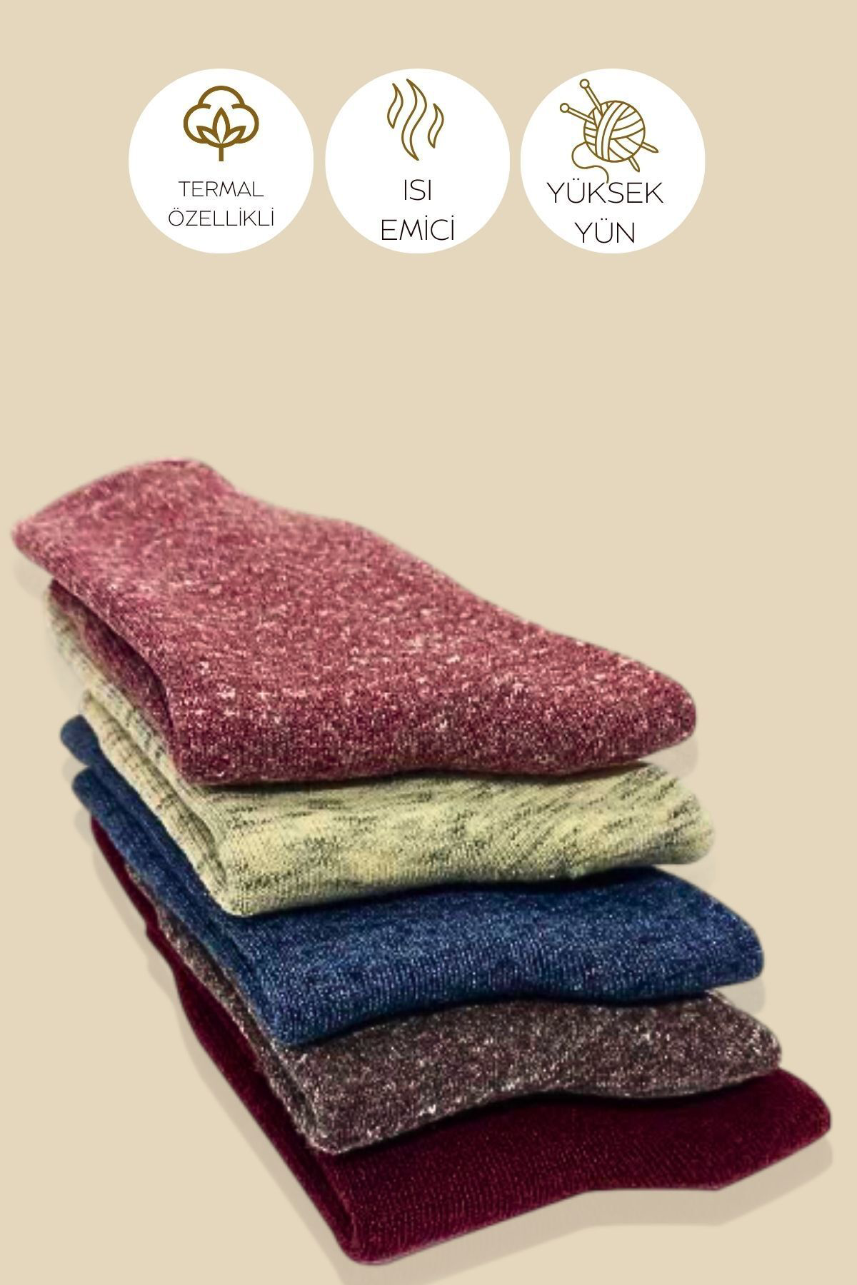 Kral Socks Termal Erkek Havlu Patik Çorap 5'Li Set(5 Çift)