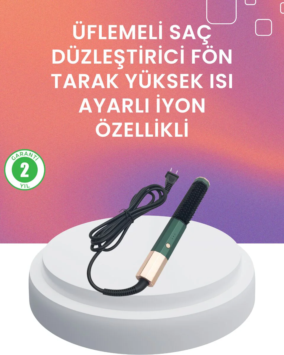 Termal Koruma Sistemli Çok Fonksiyonlu Saç Şekillendirme Cihazı - 3'ü 1 Arada Saç Kurutma, Düzleştirme ve Fırçalama