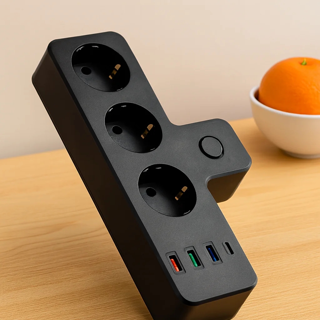 Termal Korumalı Duvar Prizi - 3xPriz 3xUSB 1xType-C (Siyah) Termal Korumalı Duvar Prizi - 3xPriz 3xUSB 1xType-C (Siyah)