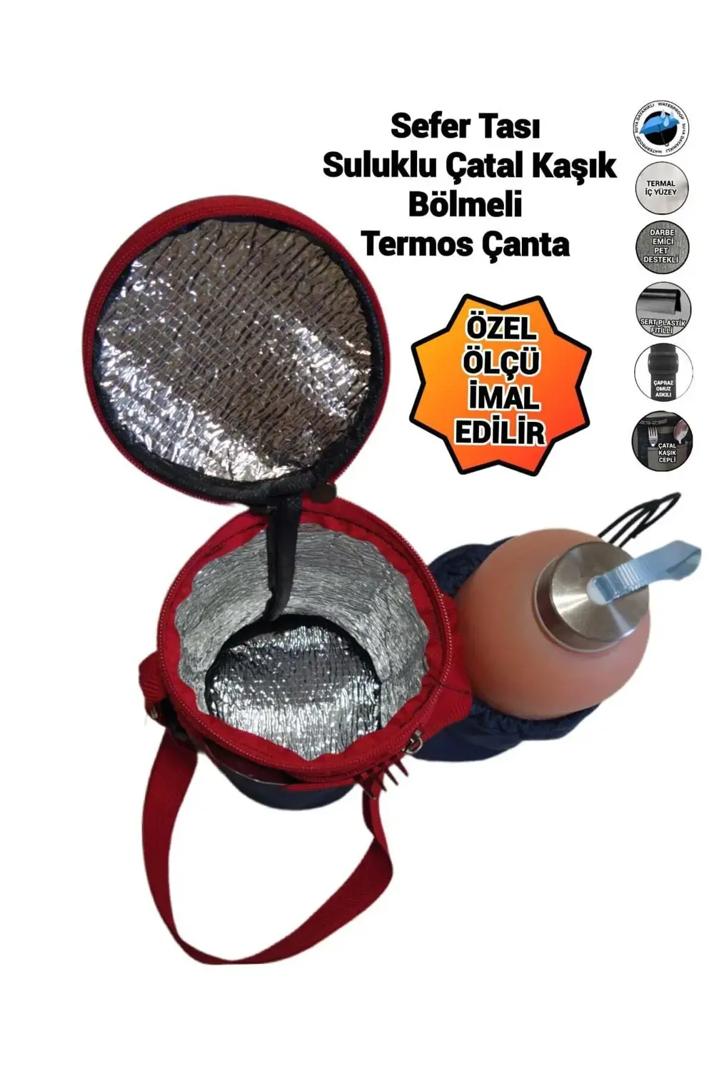 TERMAL SEFERTASI ÇANTASI SULUK VE ÇATAL KAŞIK BÖLMELİ SU GEÇİRMEZ