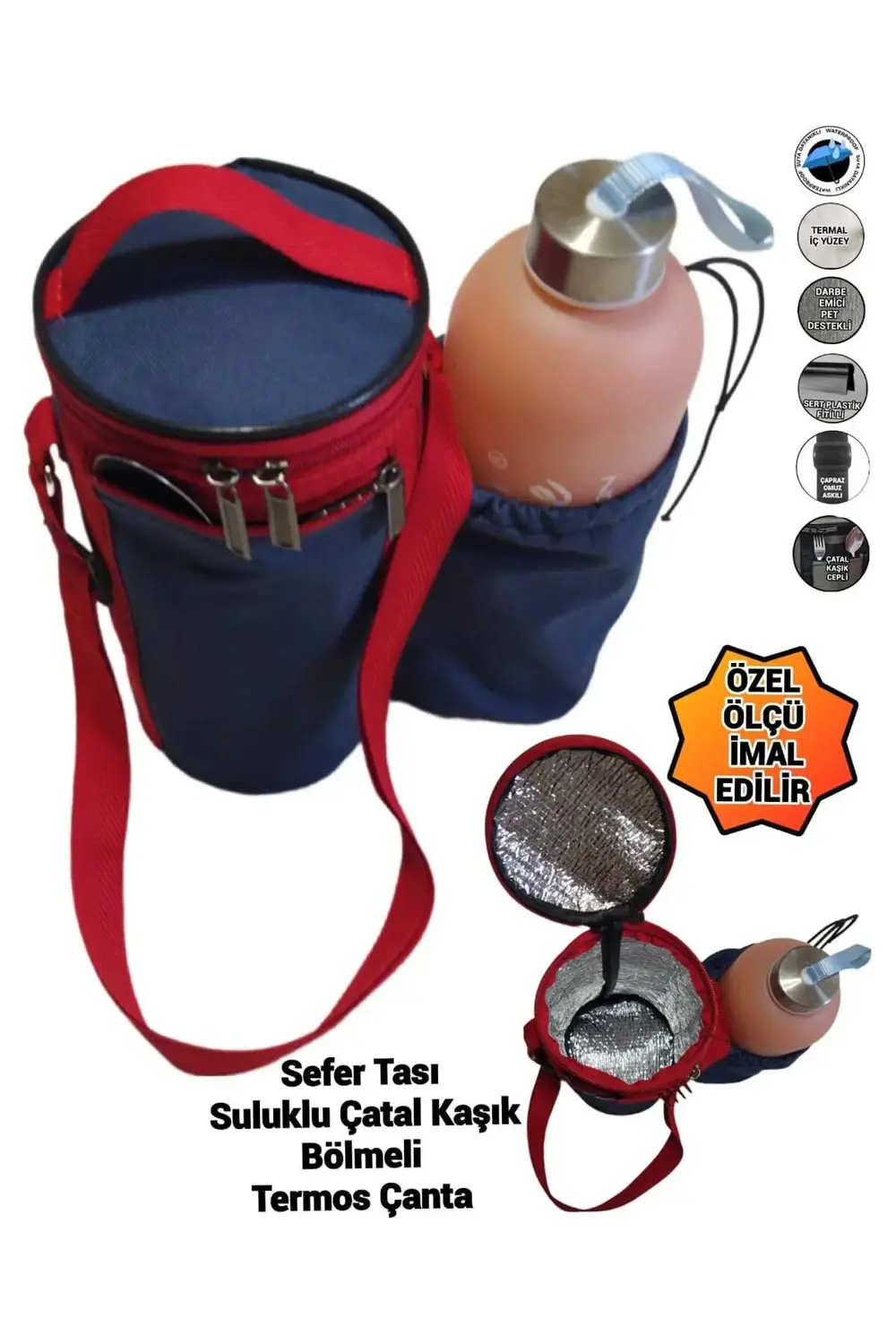 TERMAL SEFERTASI ÇANTASI SULUK VE ÇATAL KAŞIK BÖLMELİ SU GEÇİRMEZ