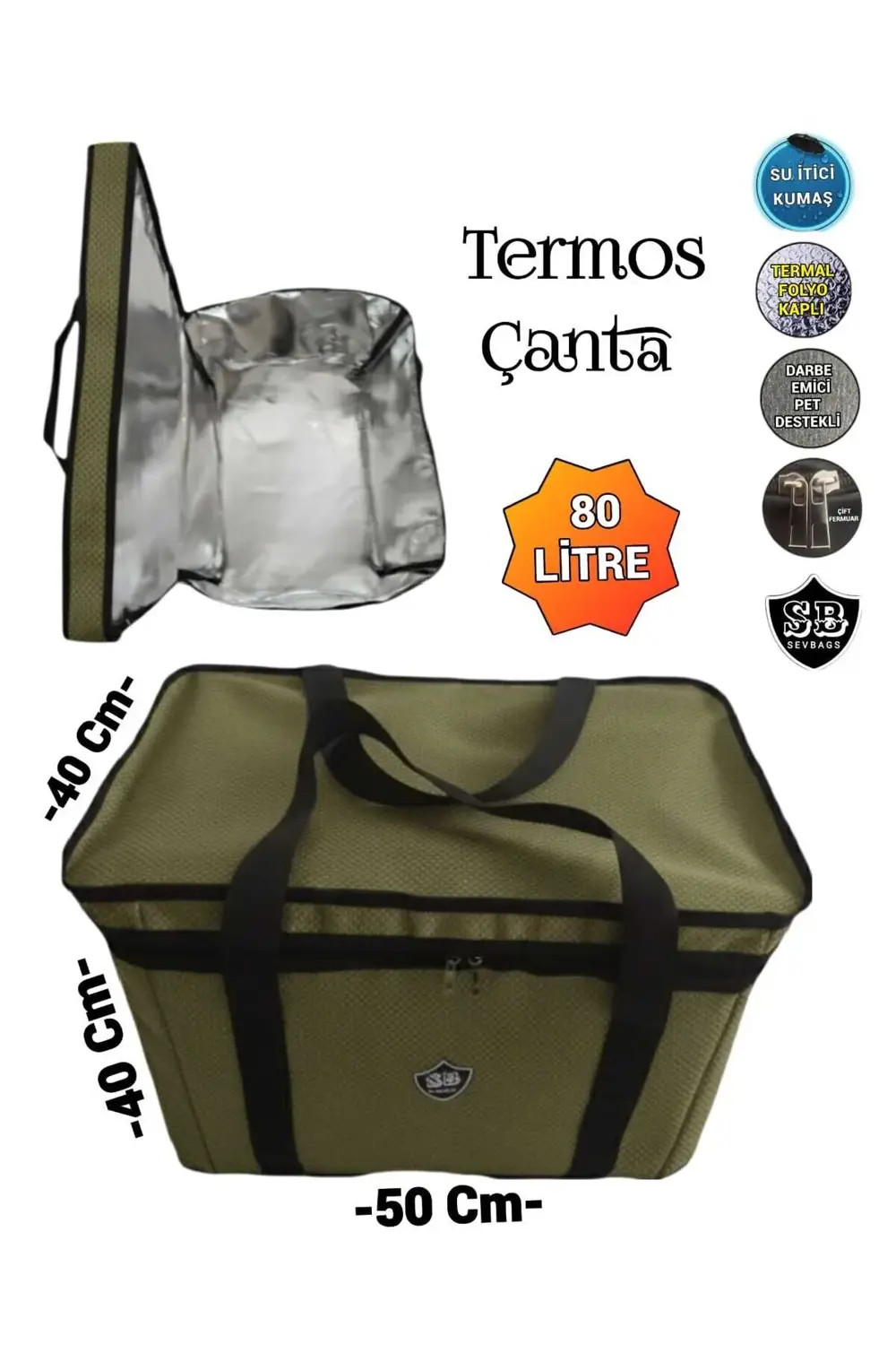 Termal Termos Battal Boy Soğuk Sıcak Su Geçirmez Termos Çanta Yem